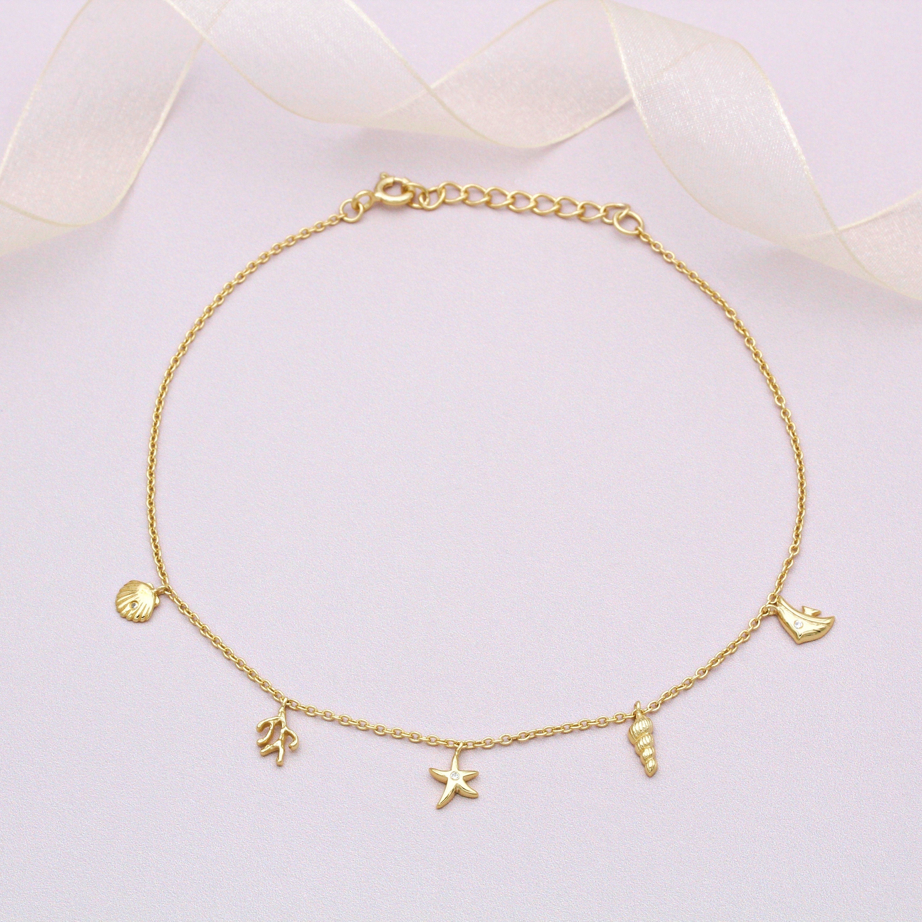 18Ct Gold Vermeil Sea Life Anklet