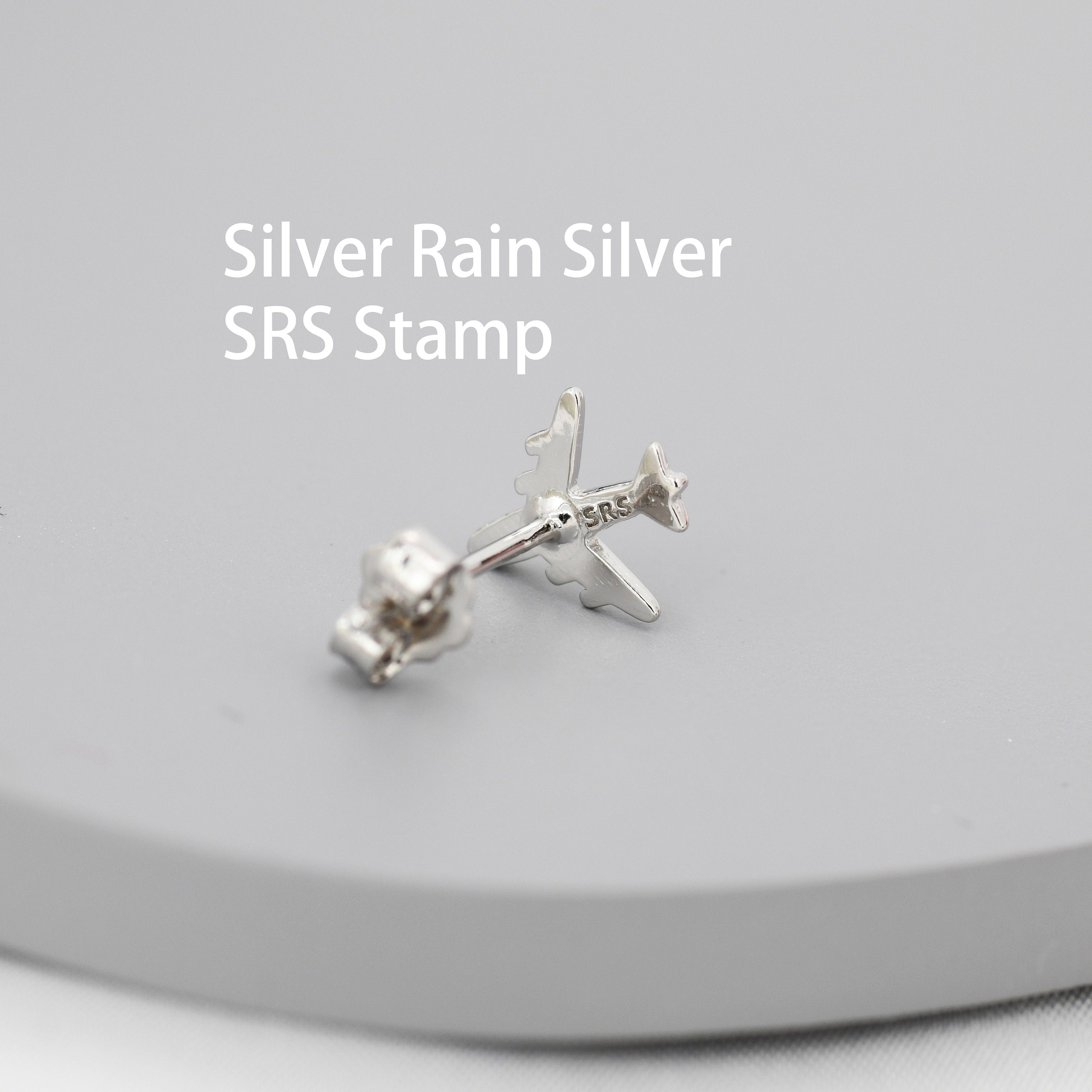 Tiny Plane Stud Earrings in Sterling Silver, Silver or Gold, Airplane Earrings, Stacking Earrings