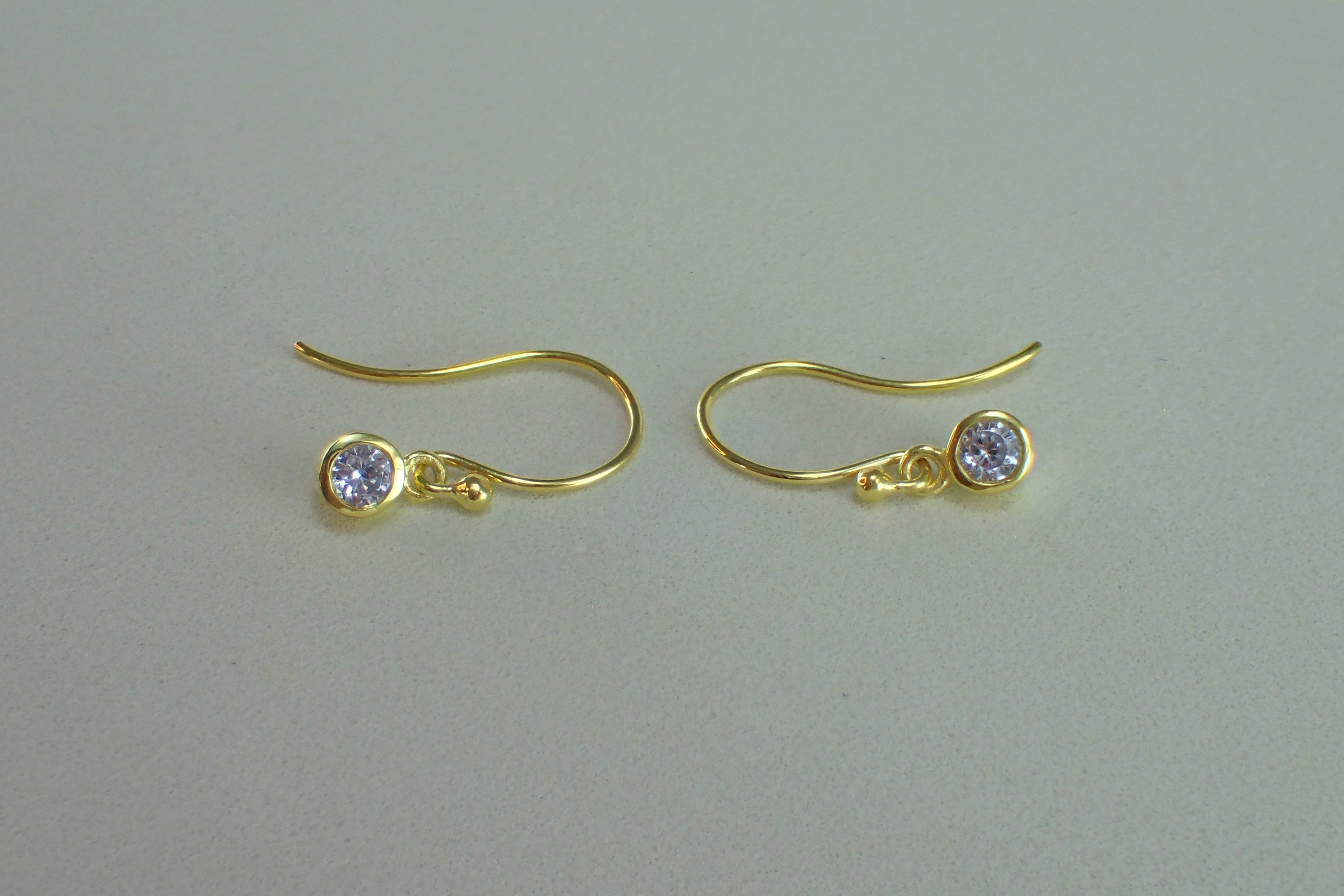 Bezel Set Drop Earrings, Diamond Dangle Earrings, Crystal Drop Earrings, Minimalist Earrings