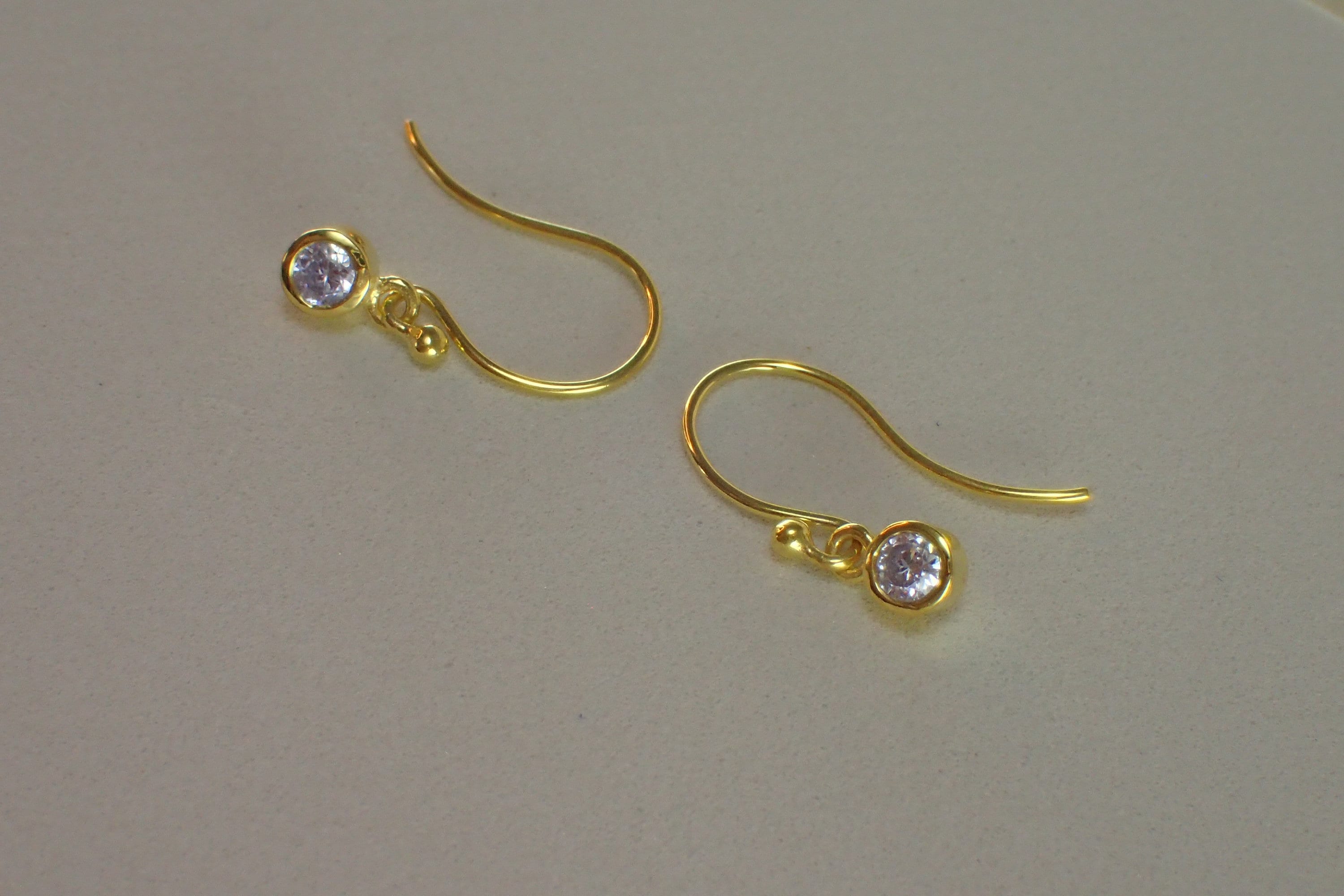 Bezel Set Drop Earrings, Diamond Dangle Earrings, Crystal Drop Earrings, Minimalist Earrings