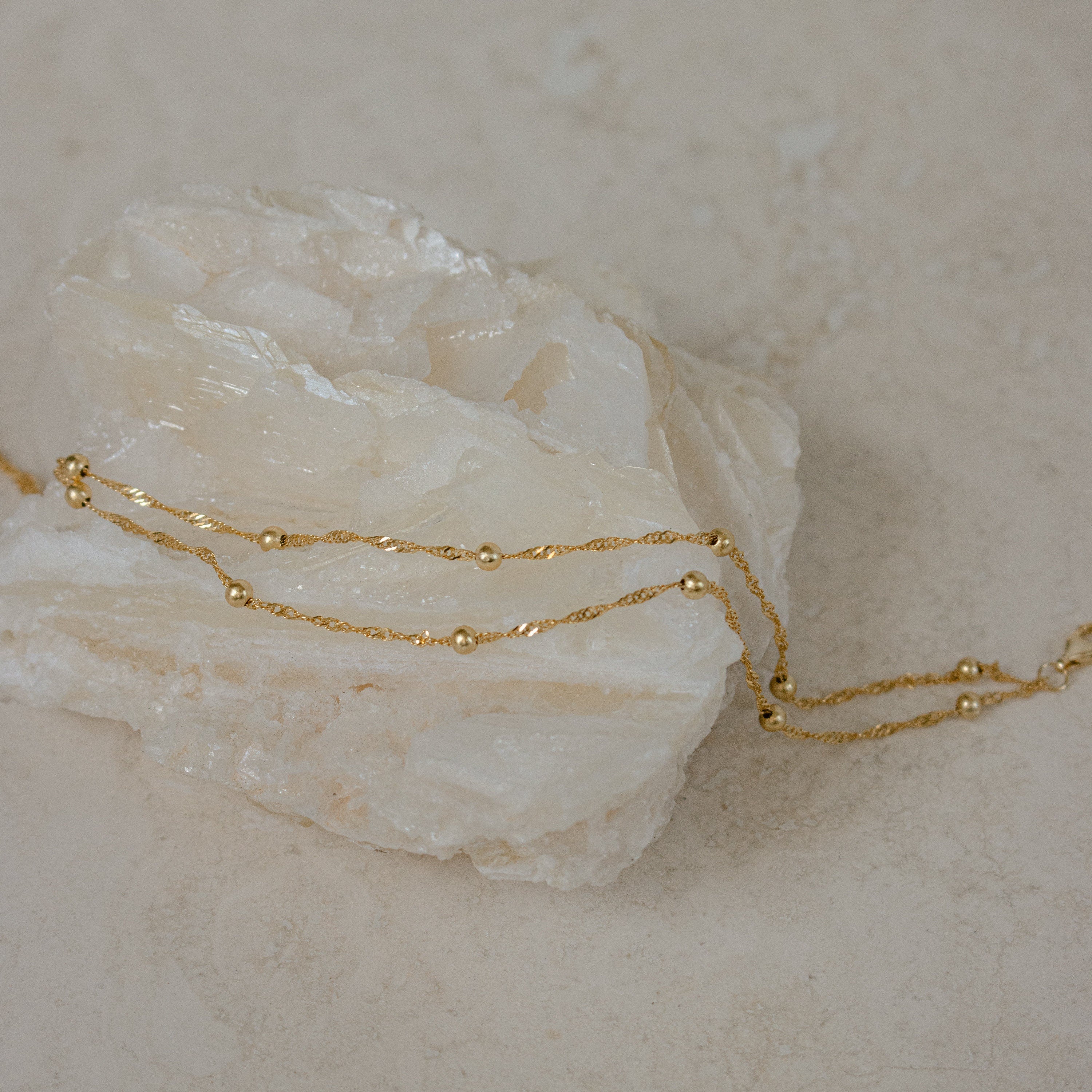 Duo Bead Chain Bracelet by Caitlyn Minimalist • Dainty Gold Bracelet • Fine Beaded Chain Bracelet • Birthday Gifts for Women • BR016