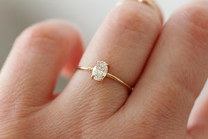 14K Gold Oval Diamond Ring, Oval Solitaire Ring, Sold Gold Ring, Handcrafted, Minimal Engagement Ring, Oval Engagement Ring, Low Profile