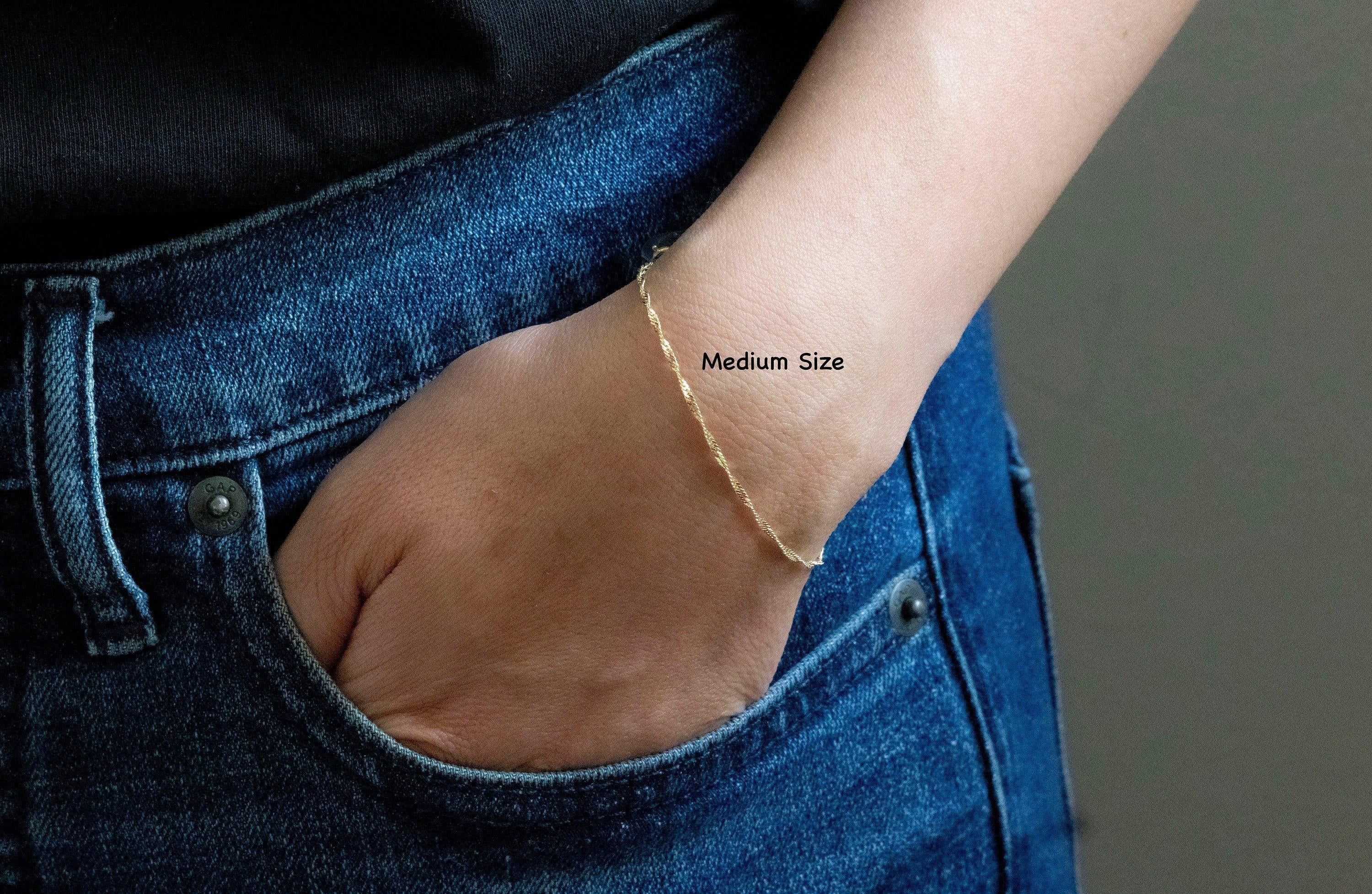 Stunning 10K Solid Gold Twisted Chain Bracelet - Elegant Singapore Design, Perfect Minimalist Gift for Her!.