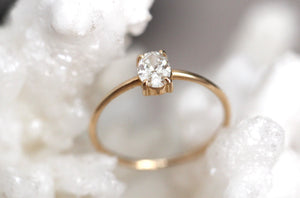 14K Gold Oval Diamond Ring, Oval Solitaire Ring, Sold Gold Ring, Handcrafted, Minimal Engagement Ring, Oval Engagement Ring, Low Profile