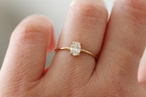 14K Gold Oval Diamond Ring, Oval Solitaire Ring, Sold Gold Ring, Handcrafted, Minimal Engagement Ring, Oval Engagement Ring, Low Profile