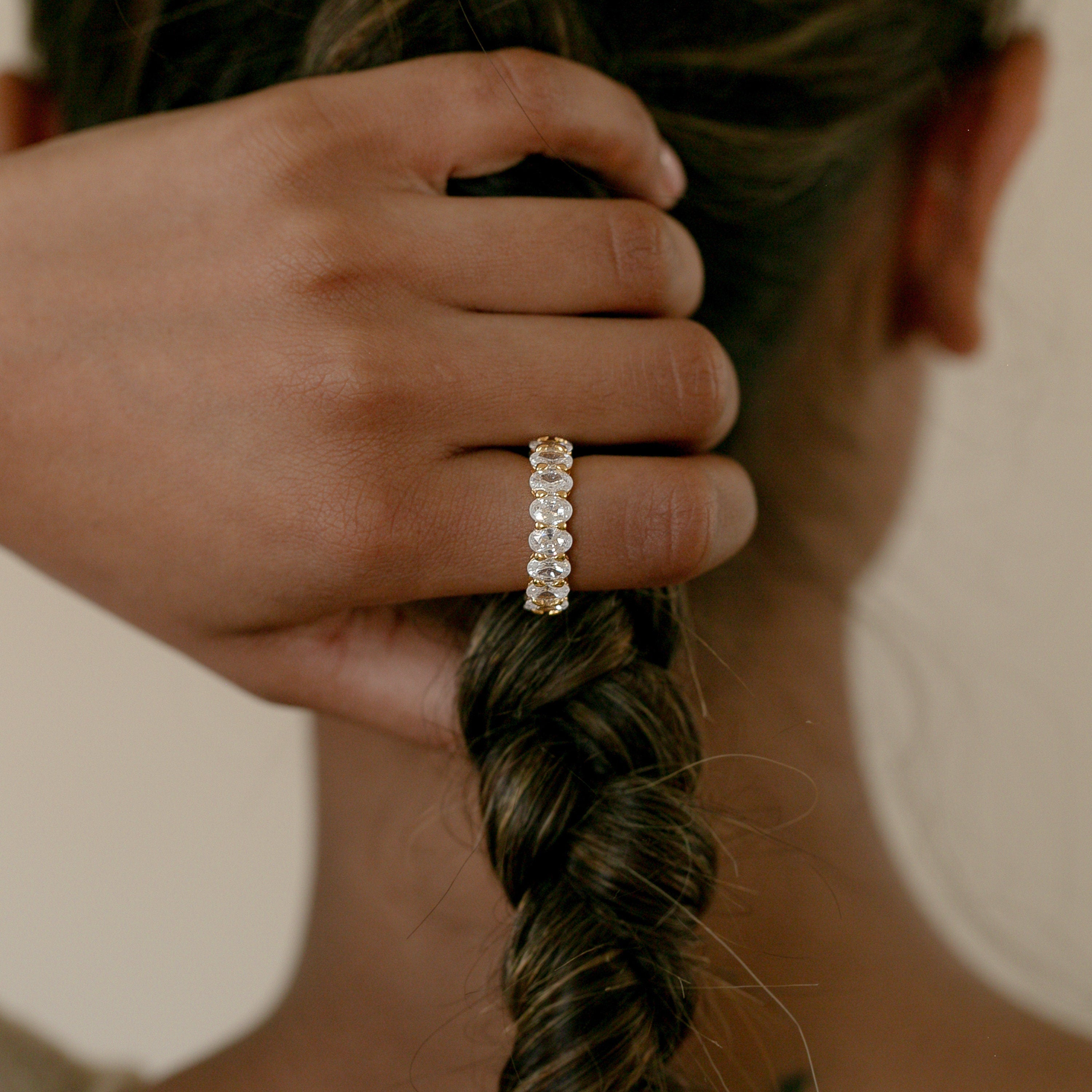 Diamond Eternity Ring by Caitlyn Minimalist • Oval Cut Diamond Ring • Gold Eternity Band • Engagement Ring • Wedding Band • RR027
