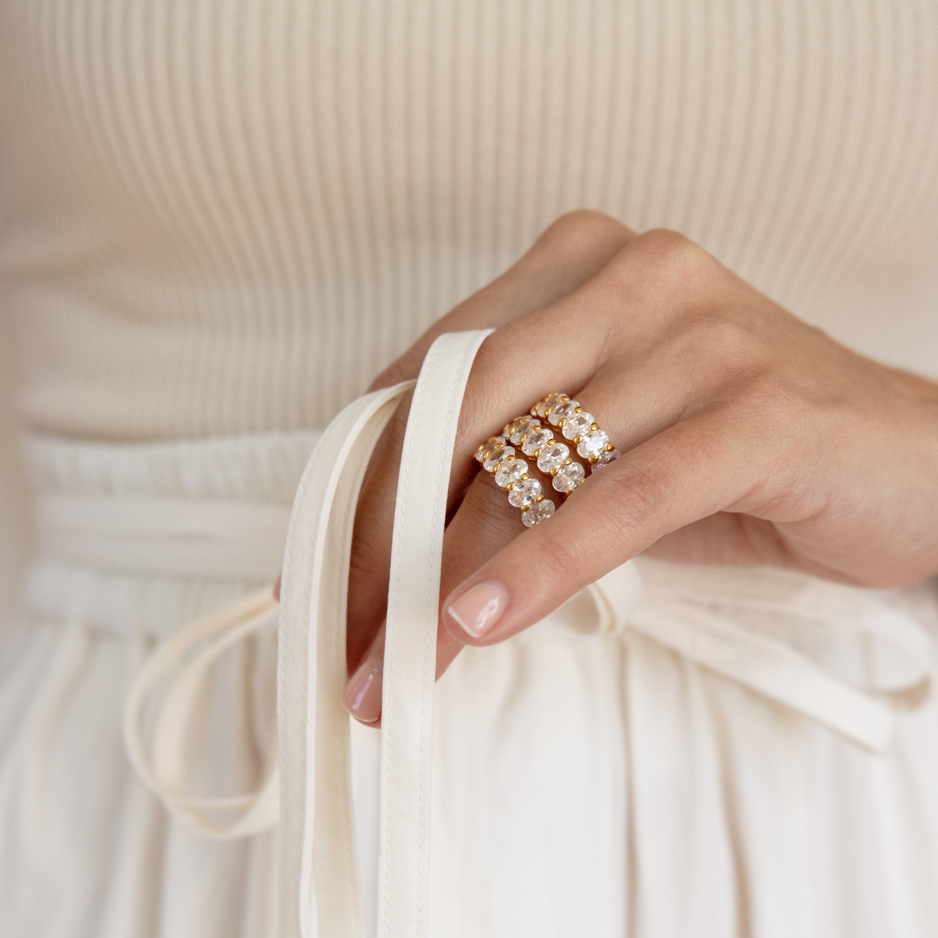 Diamond Eternity Ring by Caitlyn Minimalist • Oval Cut Diamond Ring • Gold Eternity Band • Engagement Ring • Wedding Band • RR027