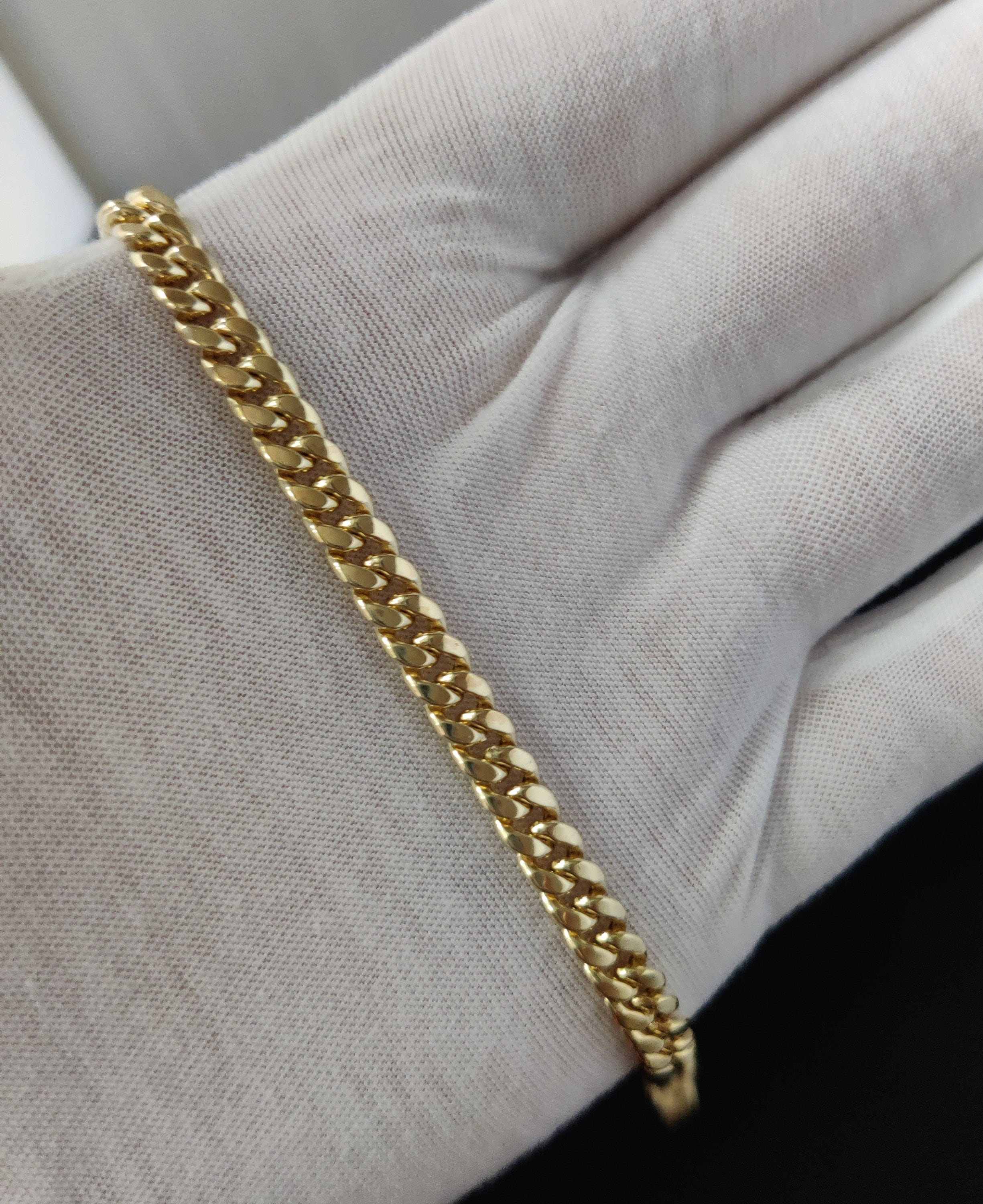 14K Yellow Gold 5.8Mm Miami Cuban Chain Bracelet Box Clasp Lock Real 14K Yellow Gold, Men and Women,14K Gold Bracelet, 14K Gold Miami Cuban