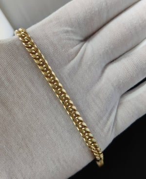 14K Yellow Gold 5.8Mm Miami Cuban Chain Bracelet Box Clasp Lock Real 14K Yellow Gold, Men and Women,14K Gold Bracelet, 14K Gold Miami Cuban