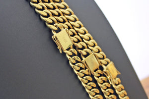 14K Gold Filled Miami Cuban Link 12Mm Unisex Chain Featuring Micro Pave Cubic Zirconia Double Safe Box Lock Clasp, Wholesale Jewelry