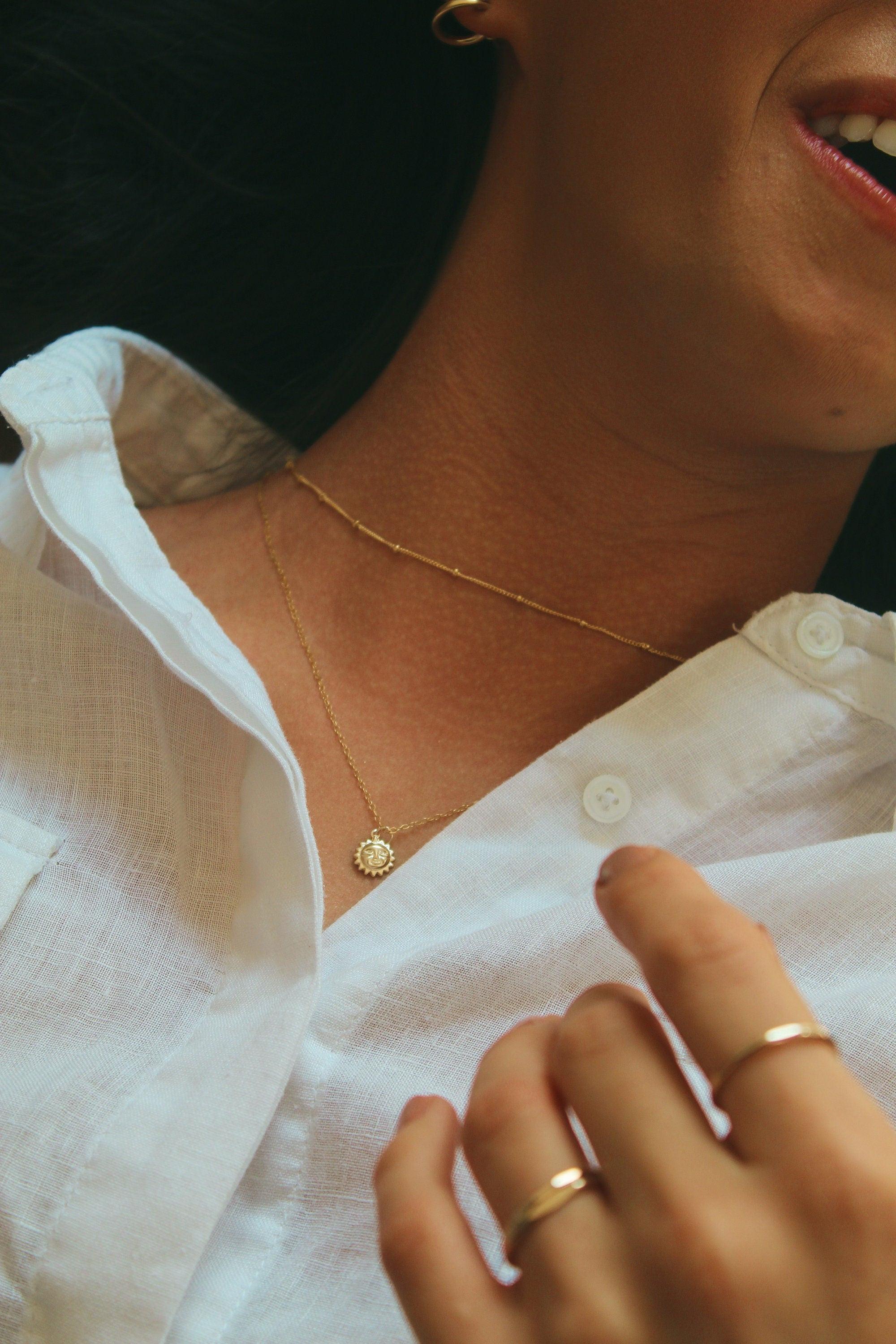 Dainty 14K Gold Satellite Choker Necklace - Perfect Layering Chain for Women.