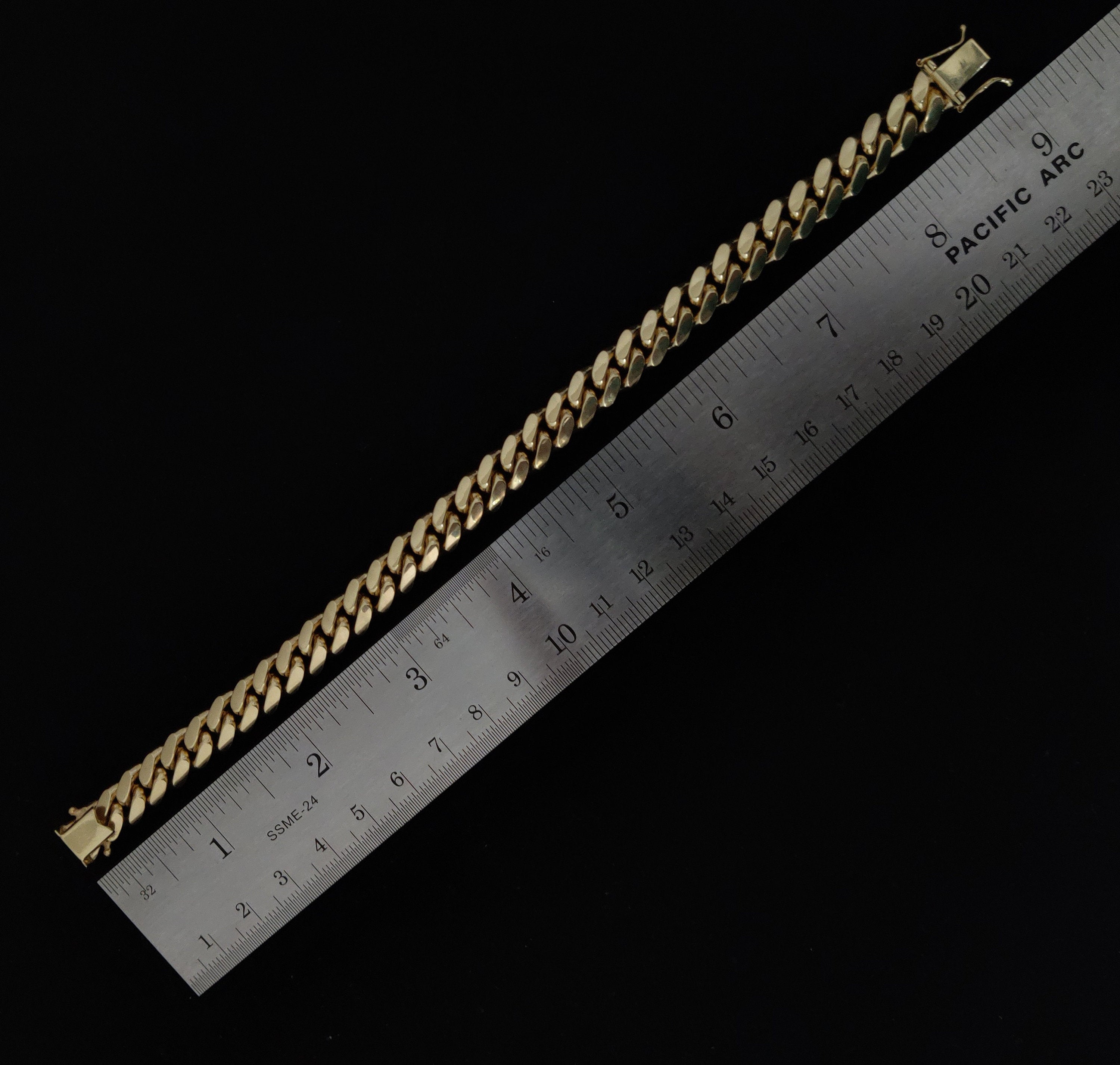 14K SOLID Gold Miami Cuban Chain Bracelet, Box Clasp Lock, Heavy Real 14K 3Mm-10Mm Yellow Gold,14K Bracelet, 14K Gold Miami Cuban Bracelet