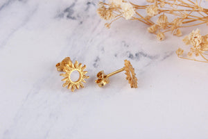 Dainty 14K Solid Gold Sun Stud Earrings - Perfect Celestial Gift for Her.