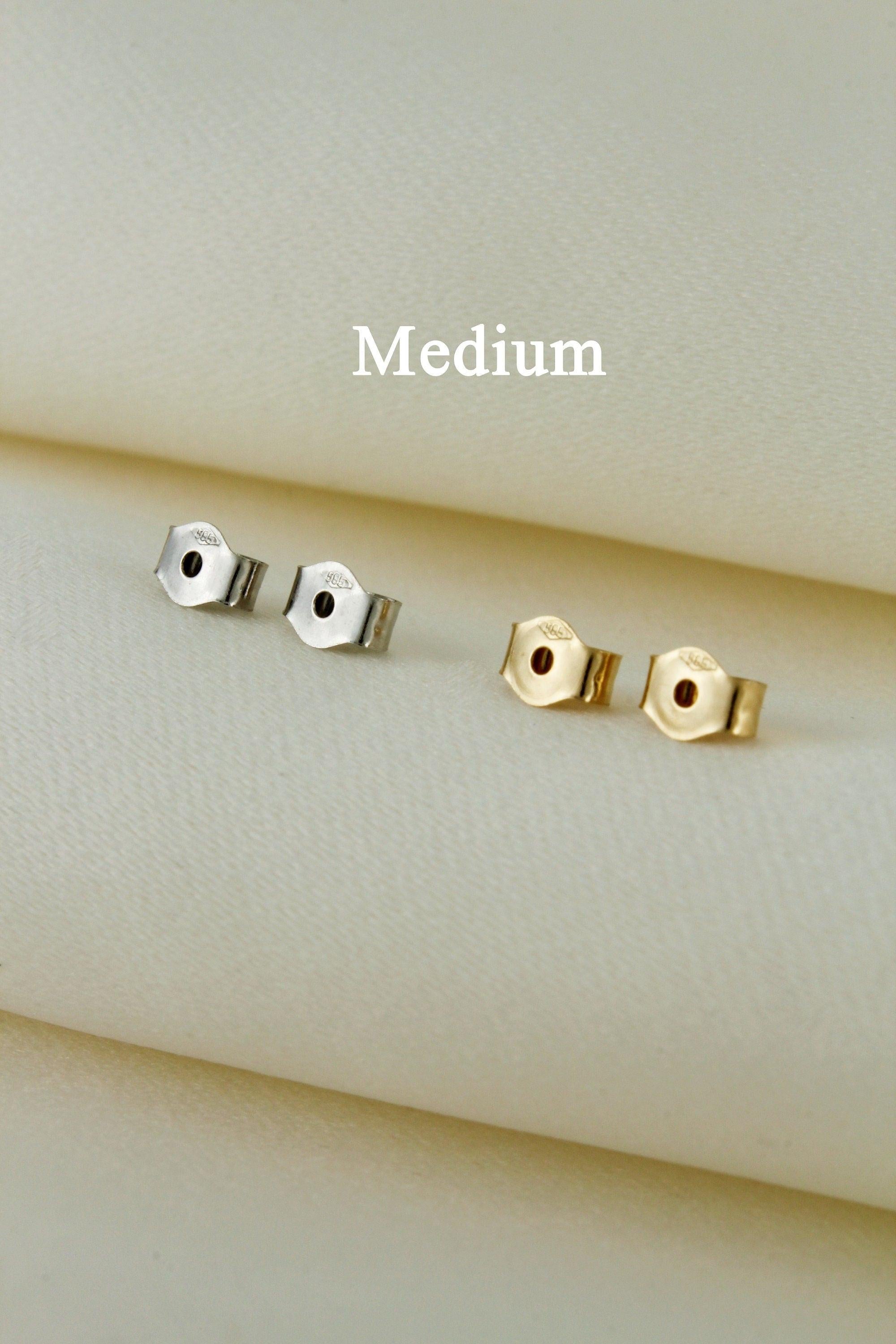 14K Solid Gold Earring Backings, Butterfly Ear Nuts, Replacement Stud Push Backs.