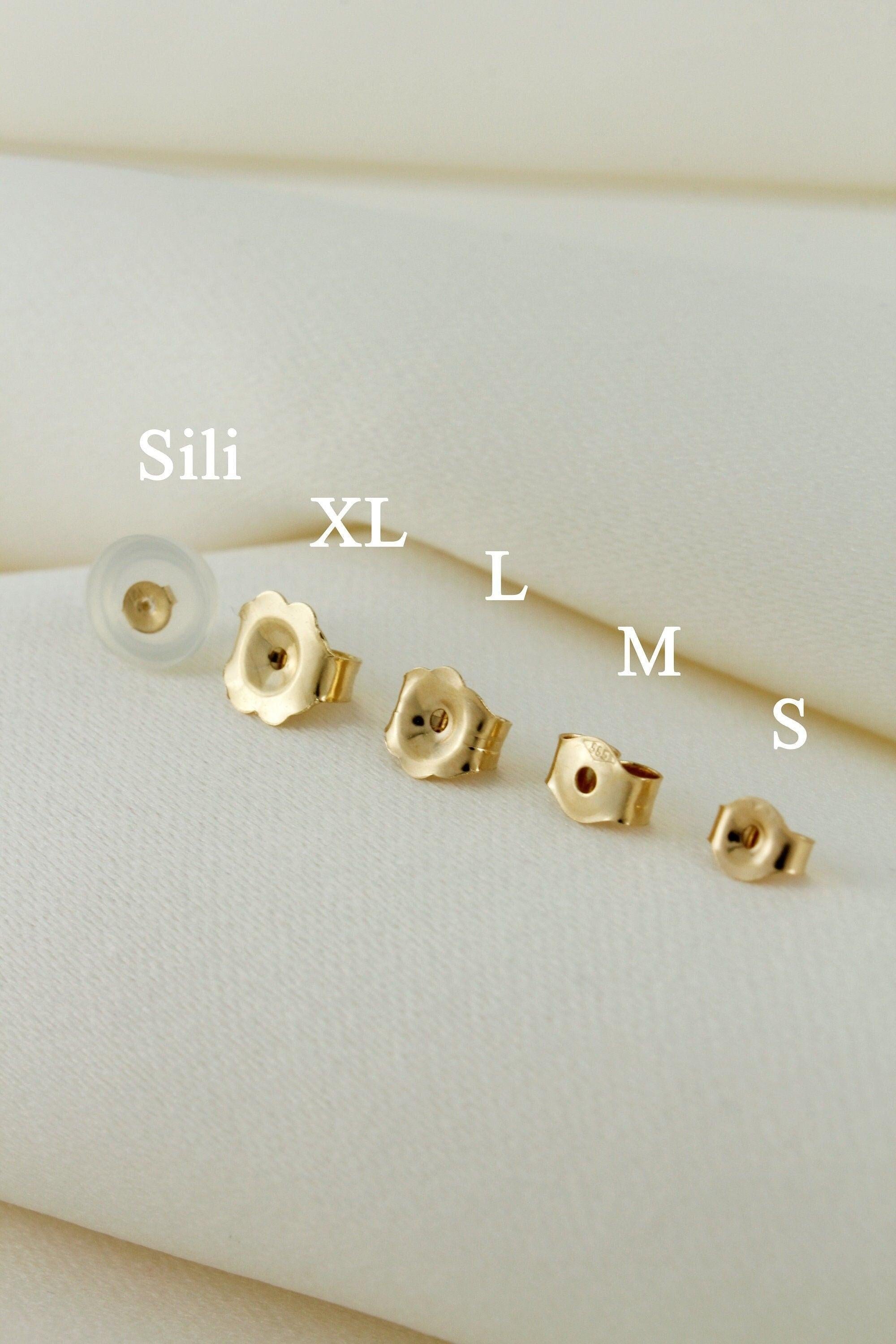 14K Solid Gold Earring Backings, Butterfly Ear Nuts, Replacement Stud Push Backs.