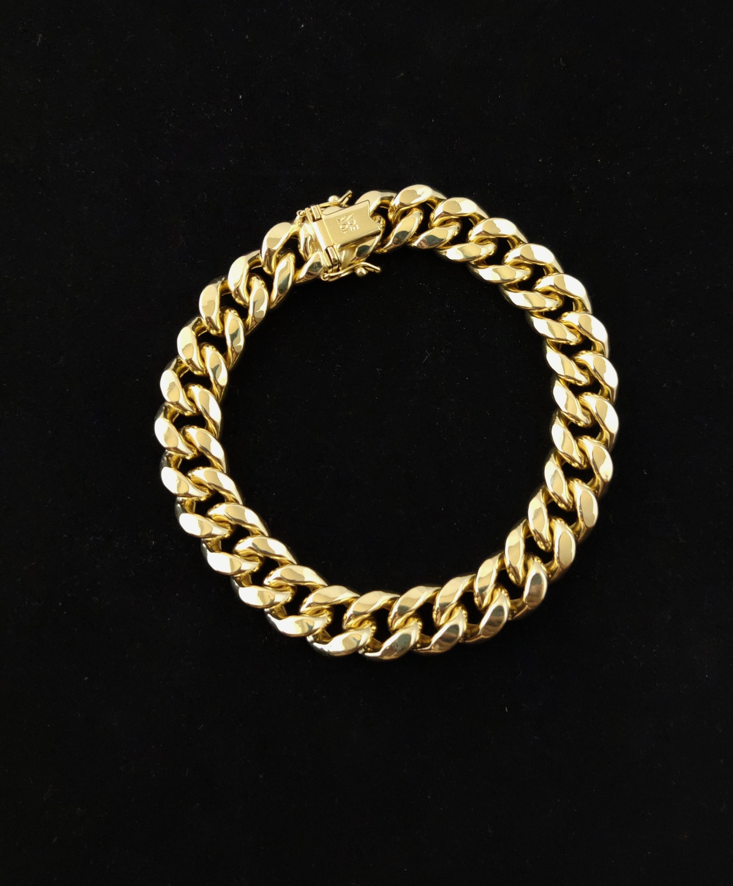 10K Real Gold Miami Cuban Chain Bracelet , 10K Yellow Gold 3-11.5 Mm Men and Women,10K Gold Chain,10K Real Gold Miami Cuban Bracelet