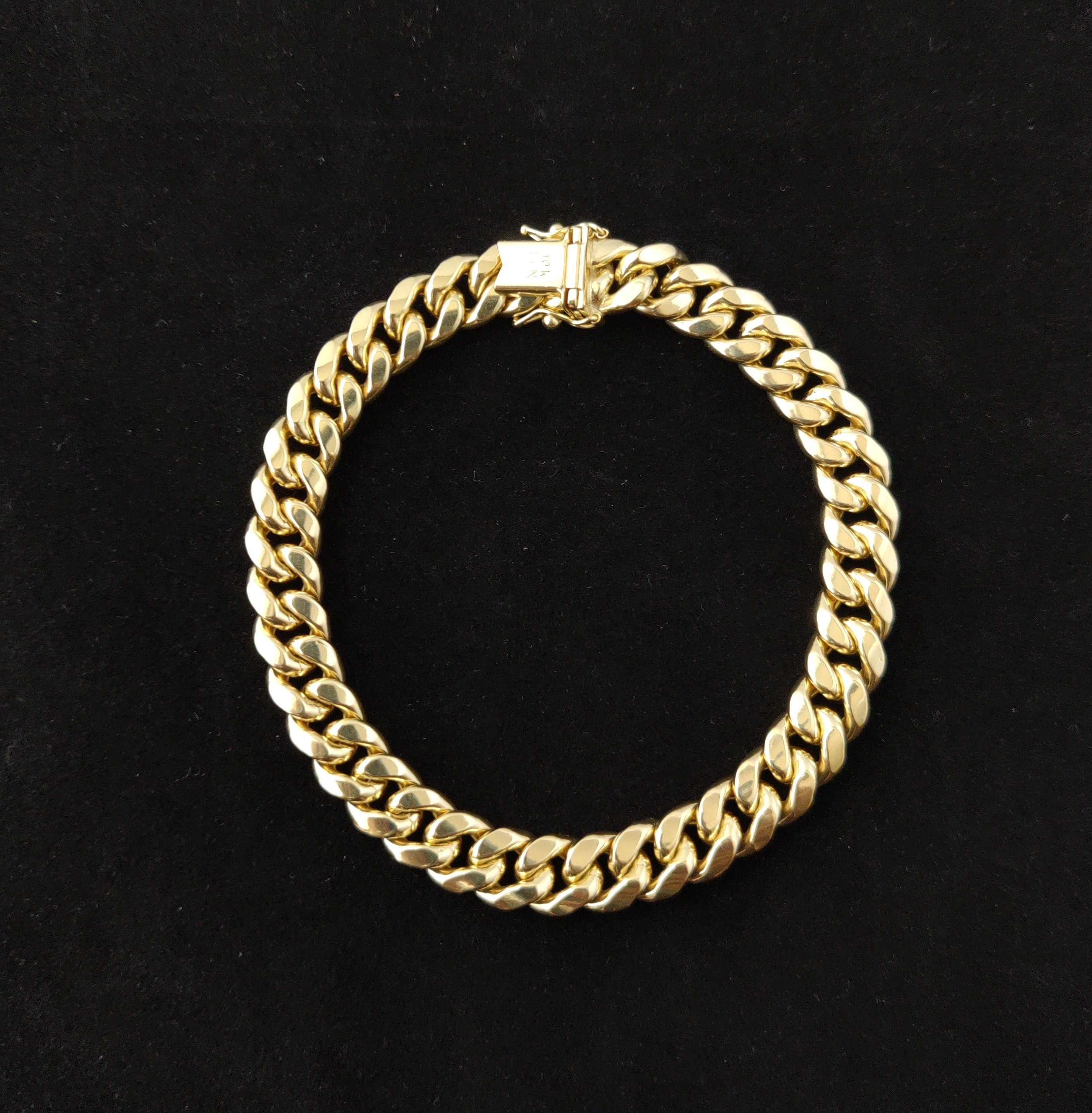 10K Real Gold Miami Cuban Chain Bracelet , 10K Yellow Gold 3-11.5 Mm Men and Women,10K Gold Chain,10K Real Gold Miami Cuban Bracelet