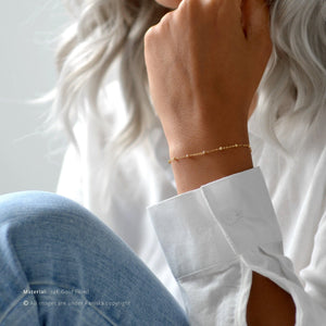 Elegant 14K Gold Filled Satellite and Sterling Silver Dainty Beaded Bracelet.