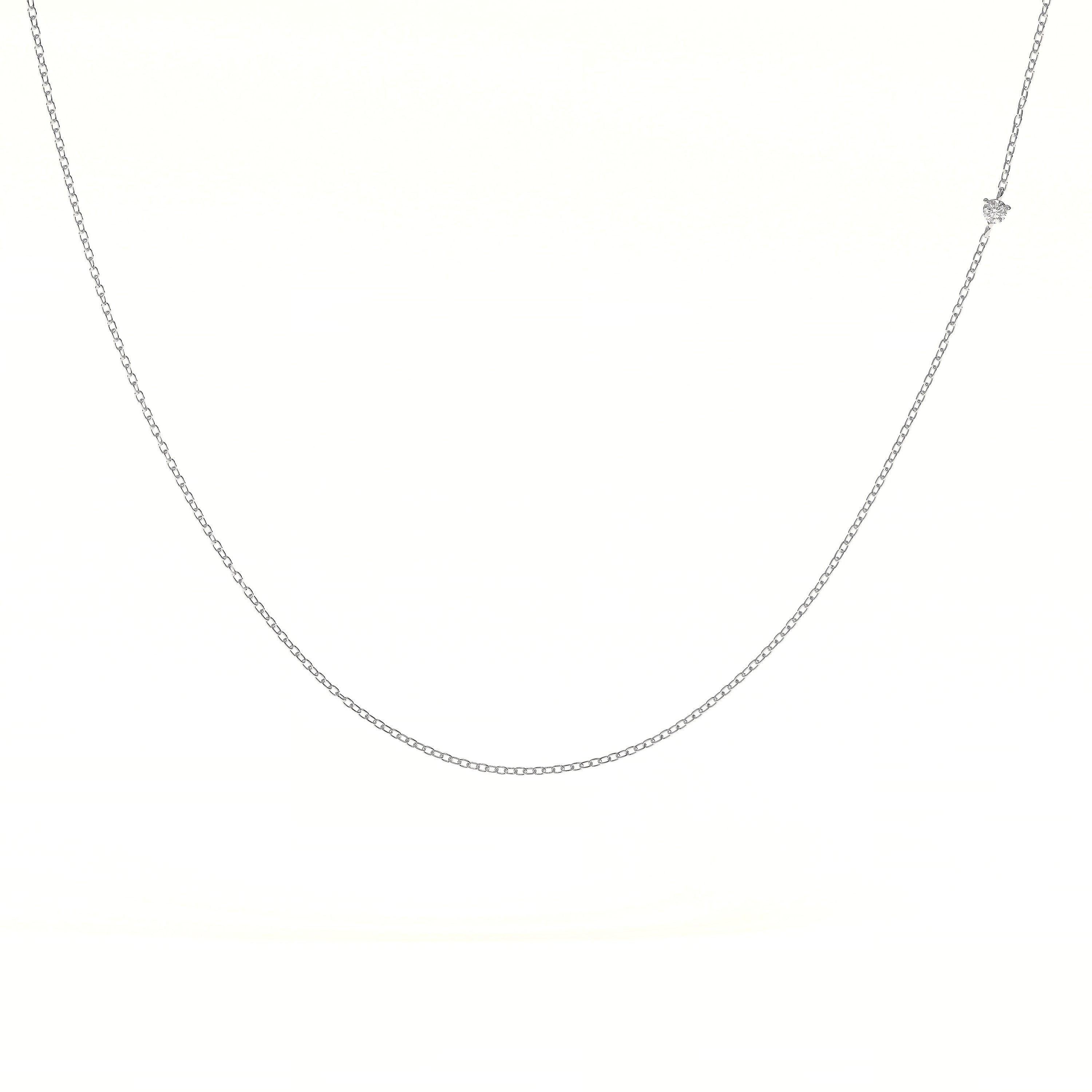 Elegant 14K Solid Gold Diamond Choker Necklace – Dainty Minimalist Two-Sided Pendant.
