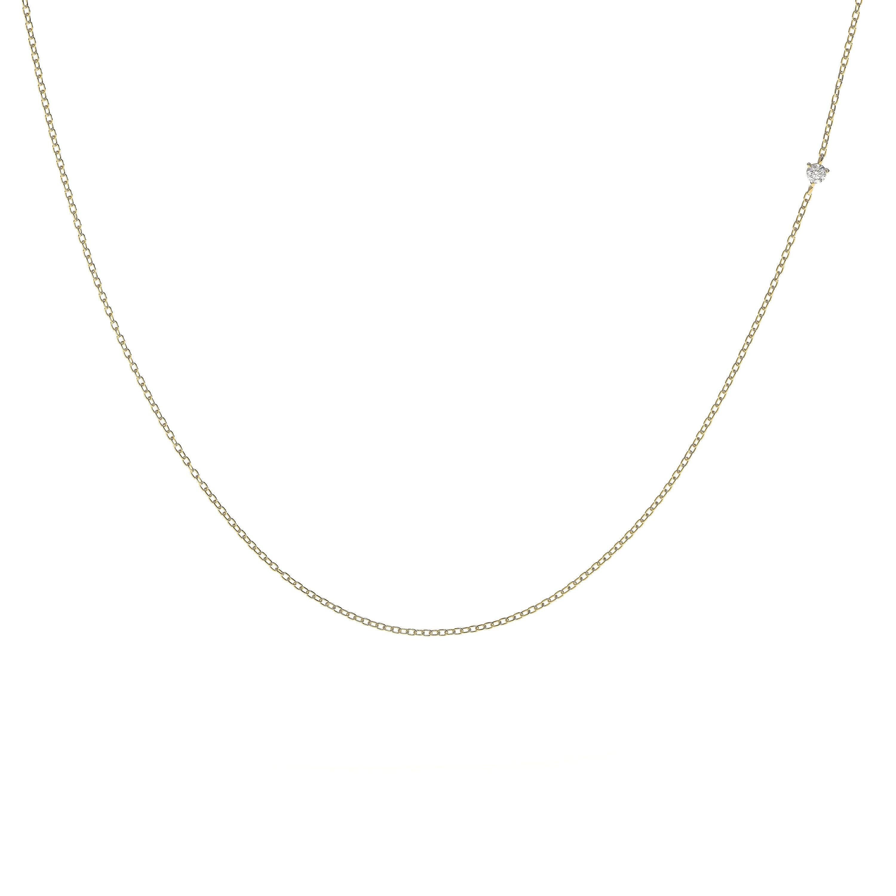 Elegant 14K Solid Gold Diamond Choker Necklace – Dainty Minimalist Two-Sided Pendant.