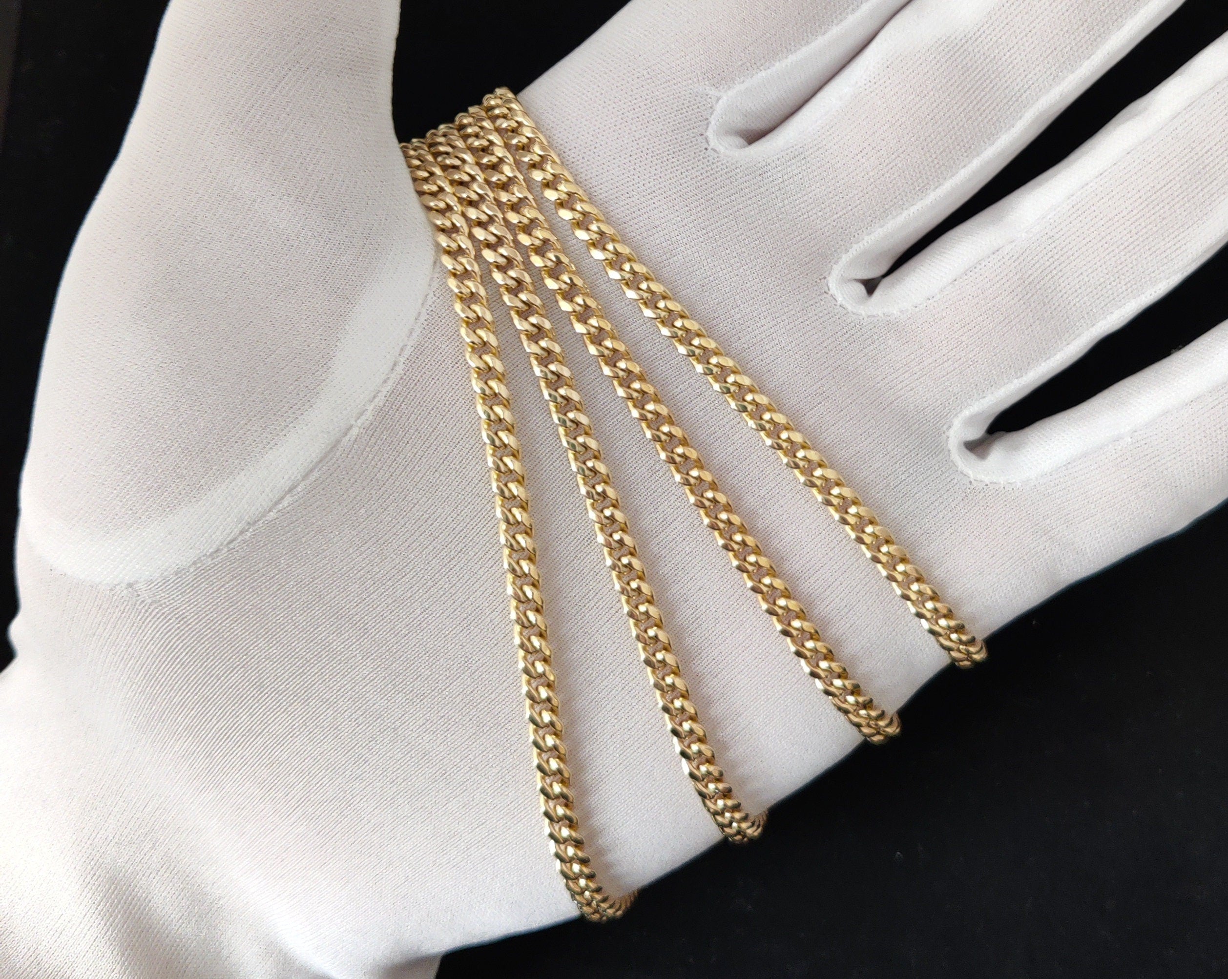 10K Yellow Gold Miami Cuban Chain Necklace Bracelet 4.5Mm, Real Gold Cuban Link Chain for Men Women, Everyday Gold Jewelry, Miami Cuban