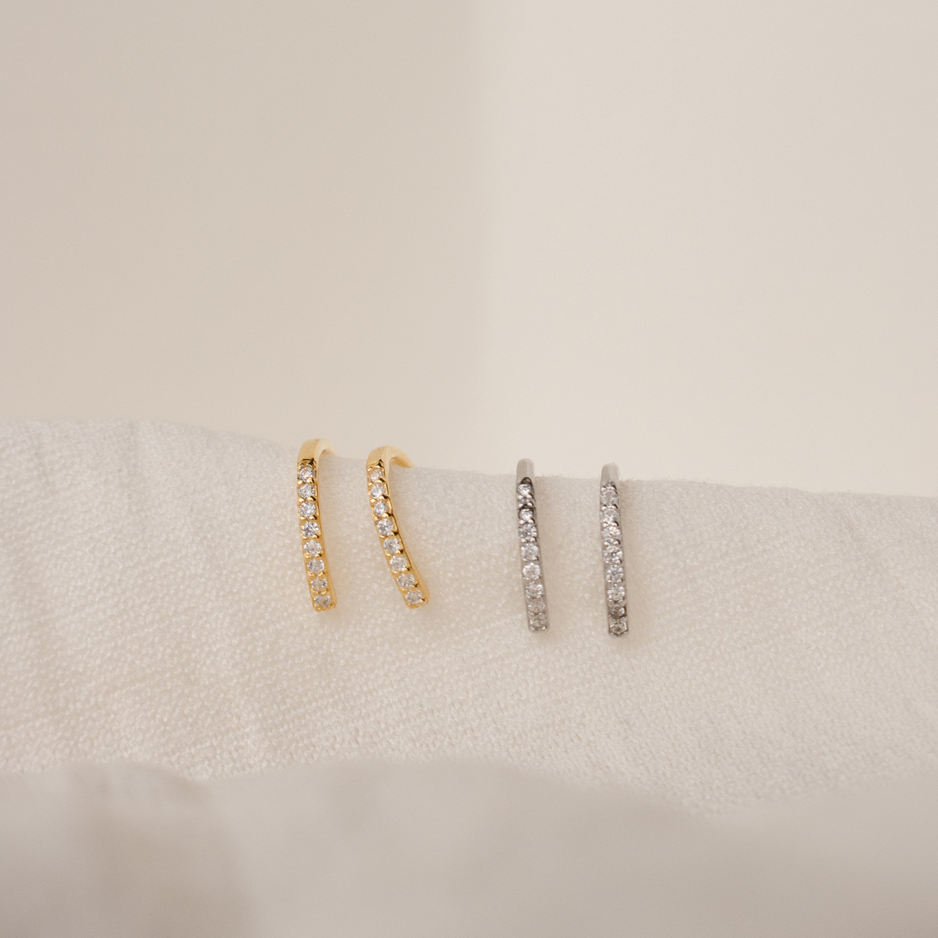 Pave Diamond Threader Earrings by Caitlyn Minimalist • Arc Wire Earrings • Minimalist Earrings • Perfect for Your Earring Set • ER156