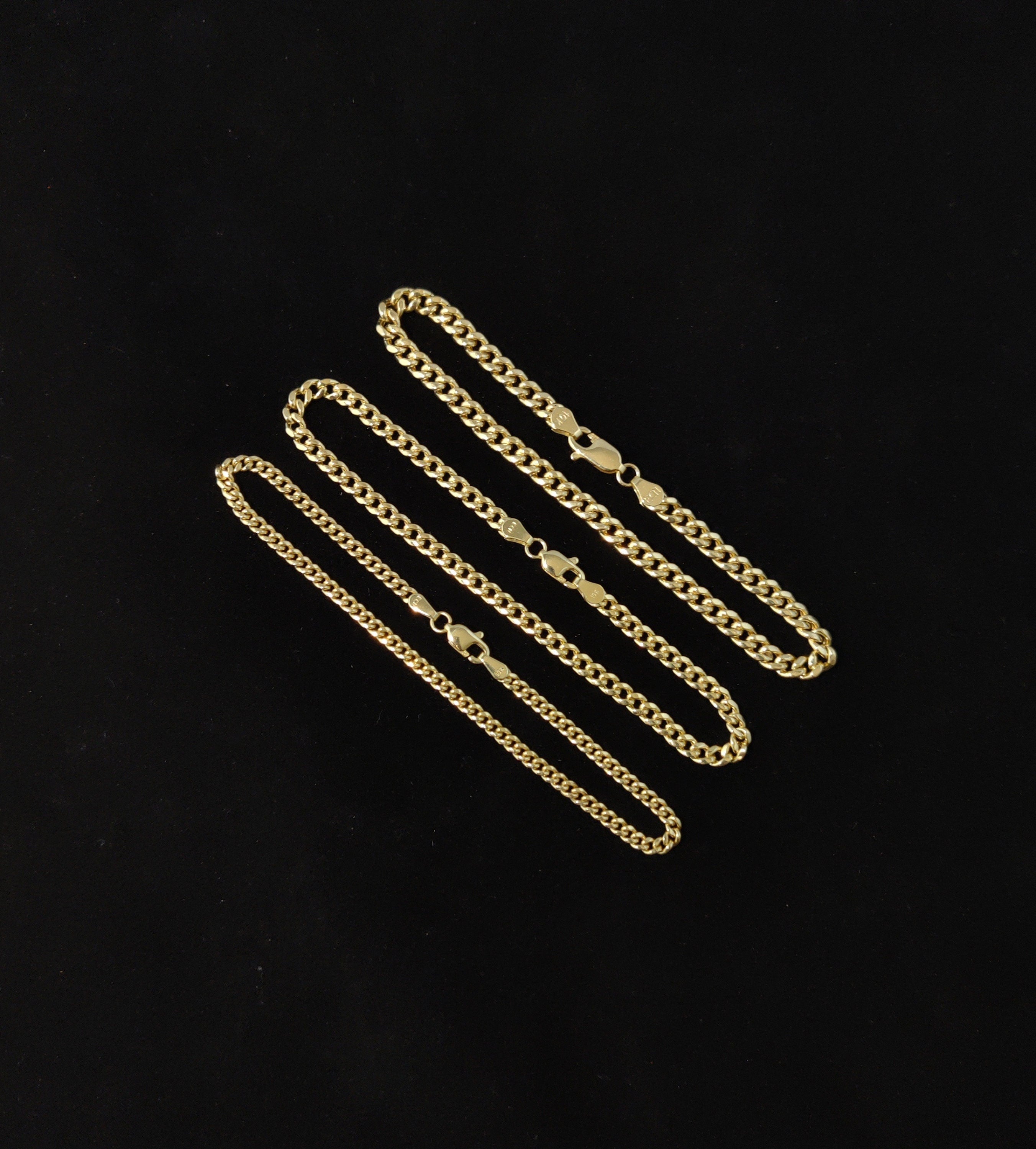 10K Real Gold Miami Cuban Chain Bracelet , 10K Yellow Gold 3-11.5 Mm Men and Women,10K Gold Chain,10K Real Gold Miami Cuban Bracelet