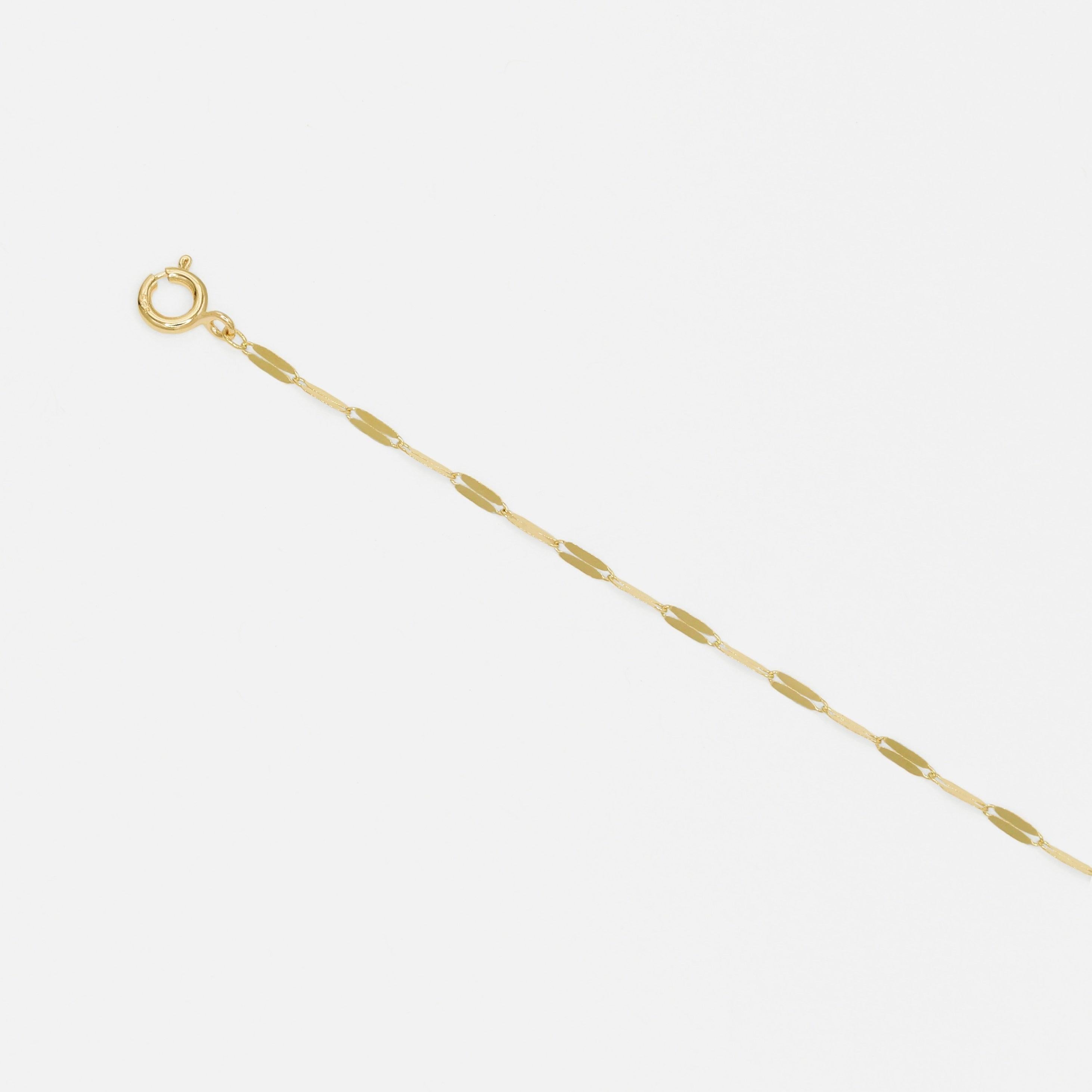 Dainty 14K Solid Gold Adjustable Flat Chain Bracelet - Perfect for Everyday Wear!.