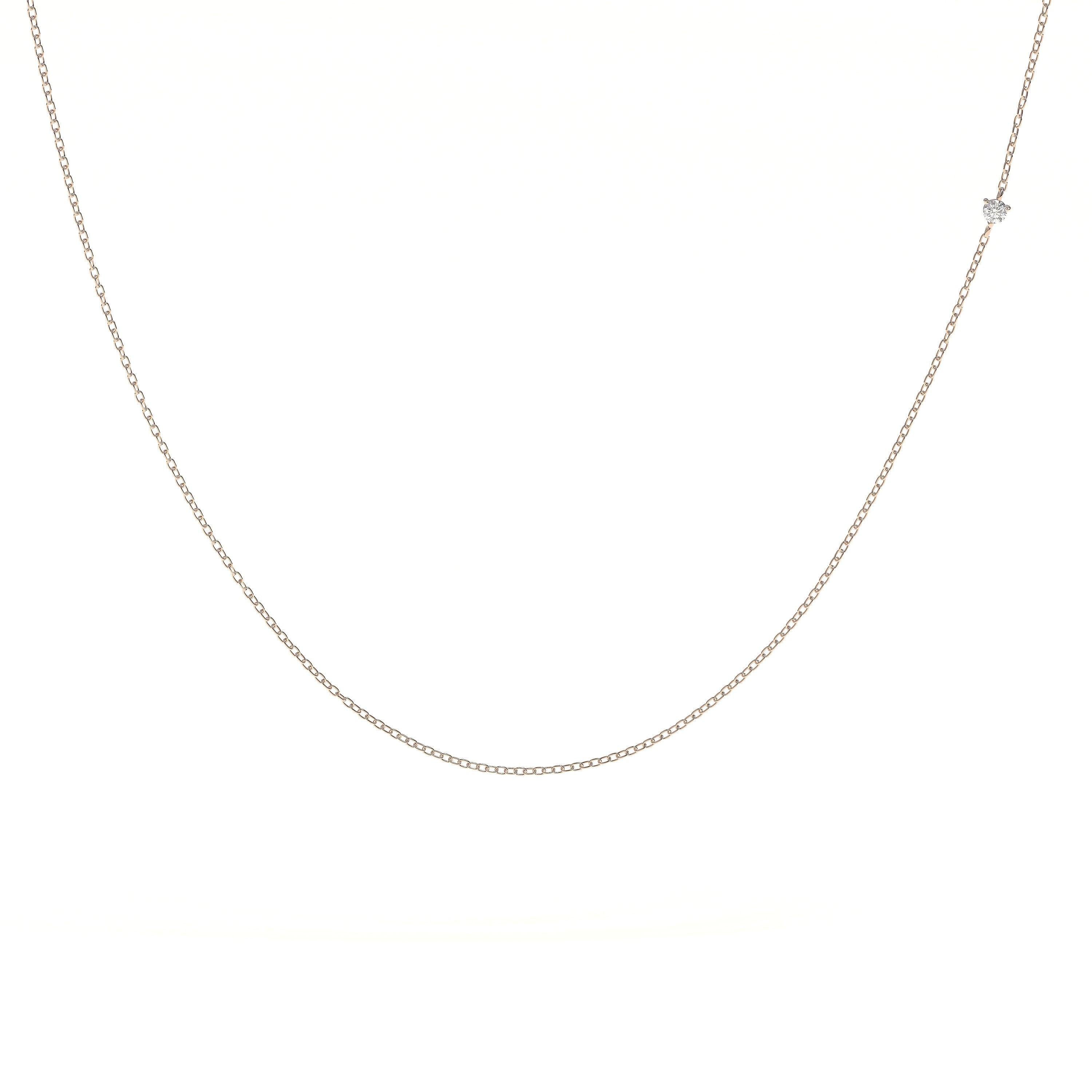 Elegant 14K Solid Gold Diamond Choker Necklace – Dainty Minimalist Two-Sided Pendant.
