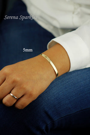 10K Solid Gold Herringbone Chain Bracelet Made in Italy, Real Gold Snake Chain Bracelet 3Mm, 4Mm, 5Mm