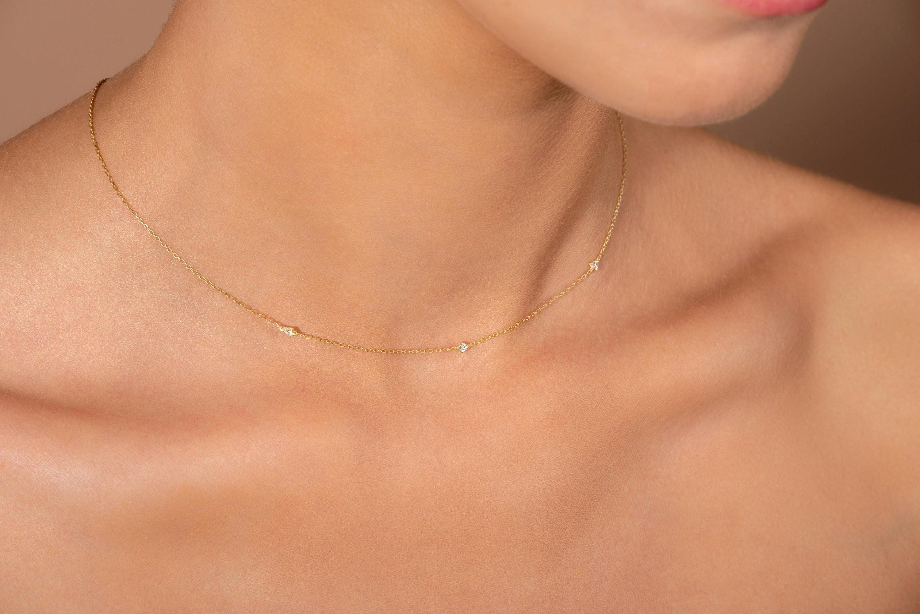 Dainty 14K Gold Diamond Solitaire Necklace – Minimalist Fine Jewelry for Women.