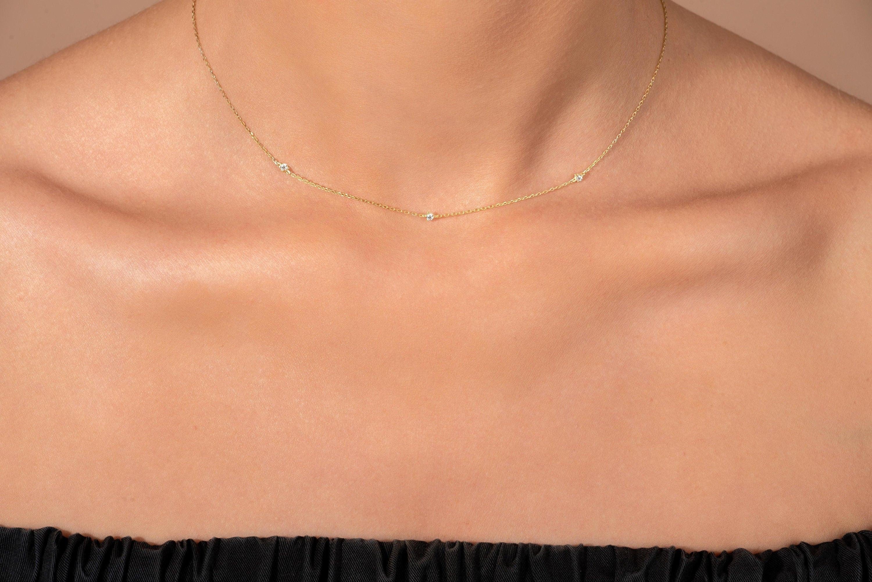 Dainty 14K Gold Diamond Solitaire Necklace – Minimalist Fine Jewelry for Women.
