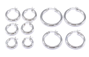 Sterling Silver Hoop Earrings 4Mm Thick Chunky 16 18 20 25 30 35Mm Diameter