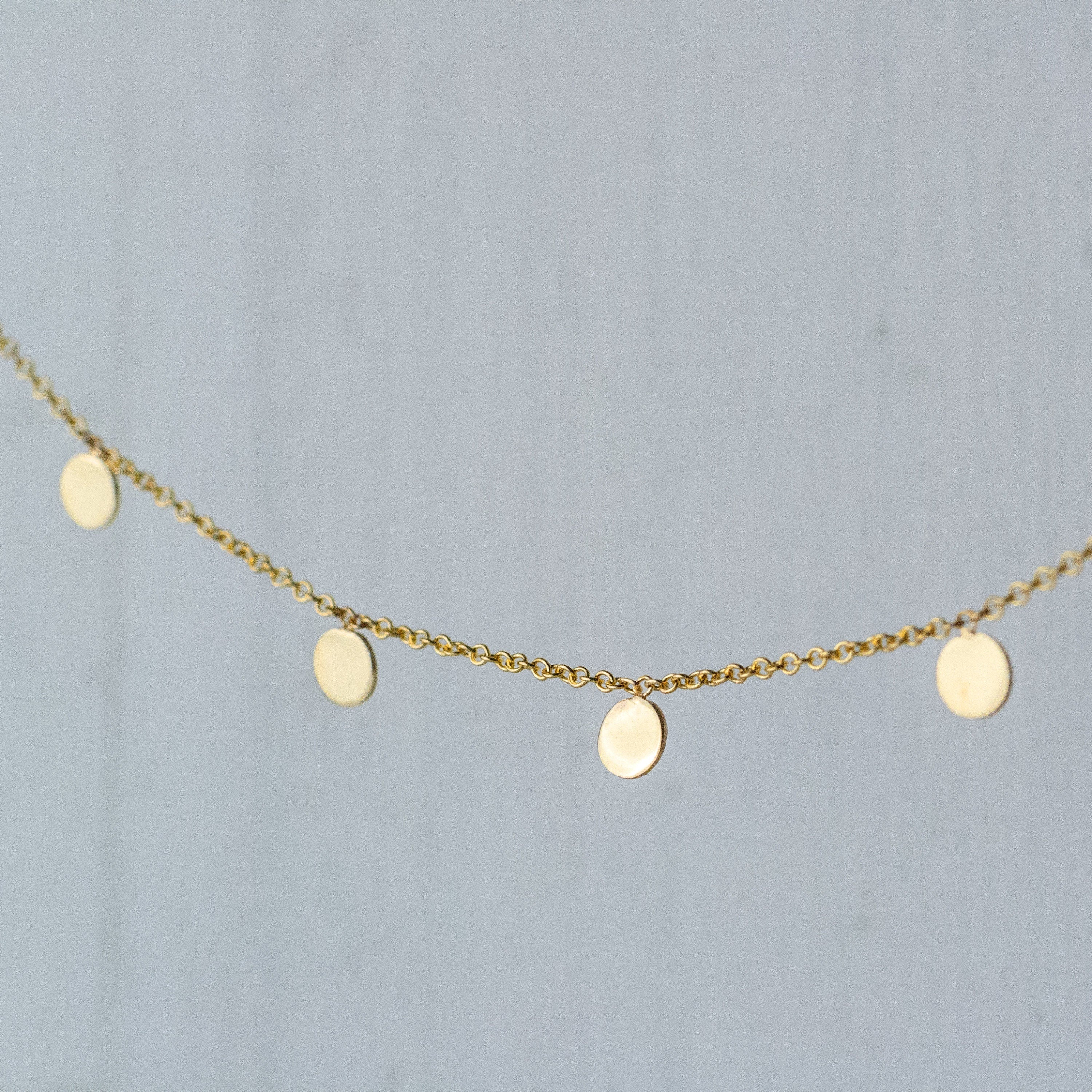 Solid Gold Disc Bracelet, Minimalist Coin Jewelry, Dainty Layering Bracelet / B07