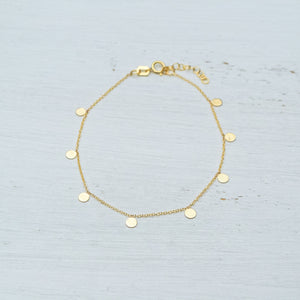 Solid Gold Disc Bracelet, Minimalist Coin Jewelry, Dainty Layering Bracelet / B07