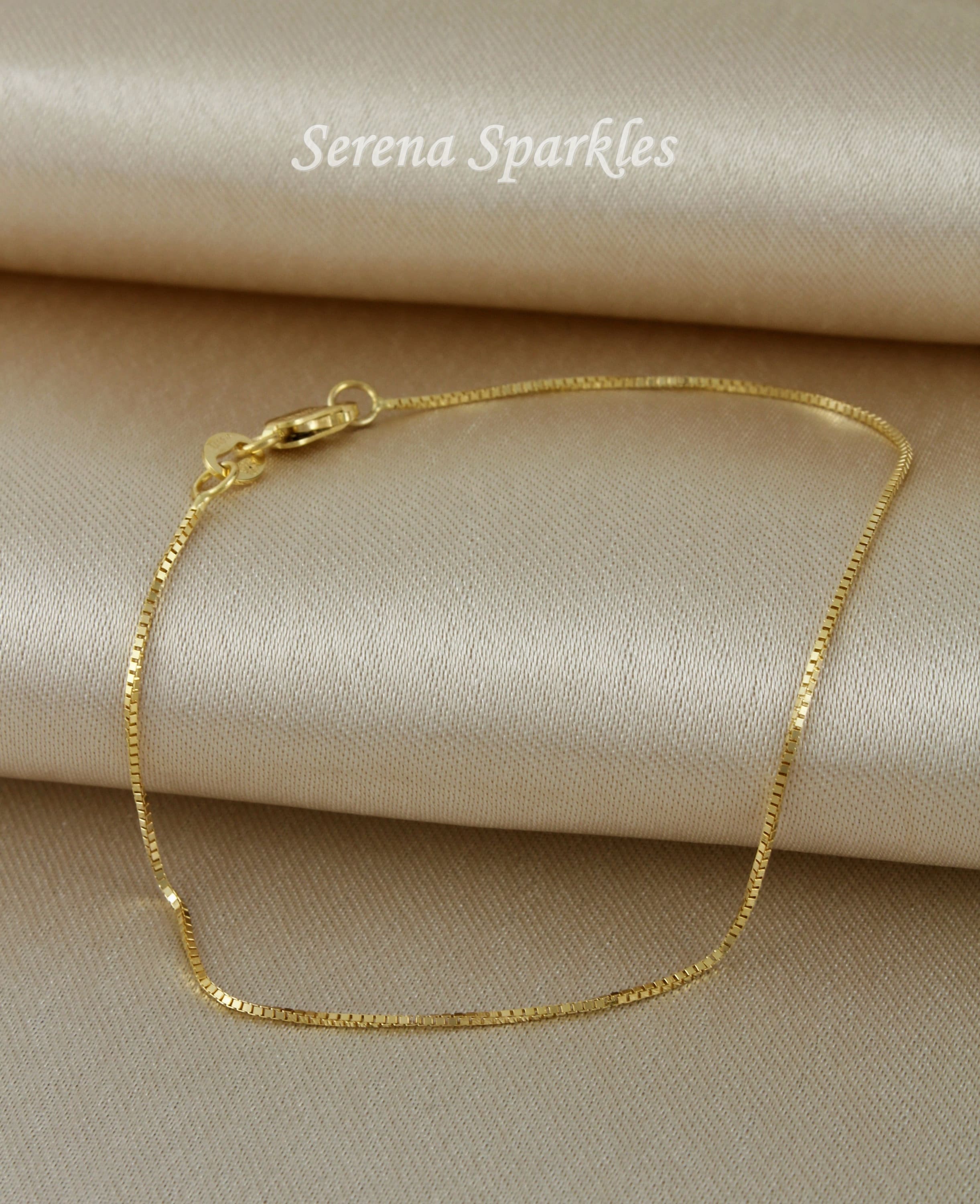 10K Solid Gold Box Chain Bracelet, Box Gold Chain Bracelet, Dainty Gold Bracelet, Layering Gold Bracelet, Stackable Gold Bracelet for Women