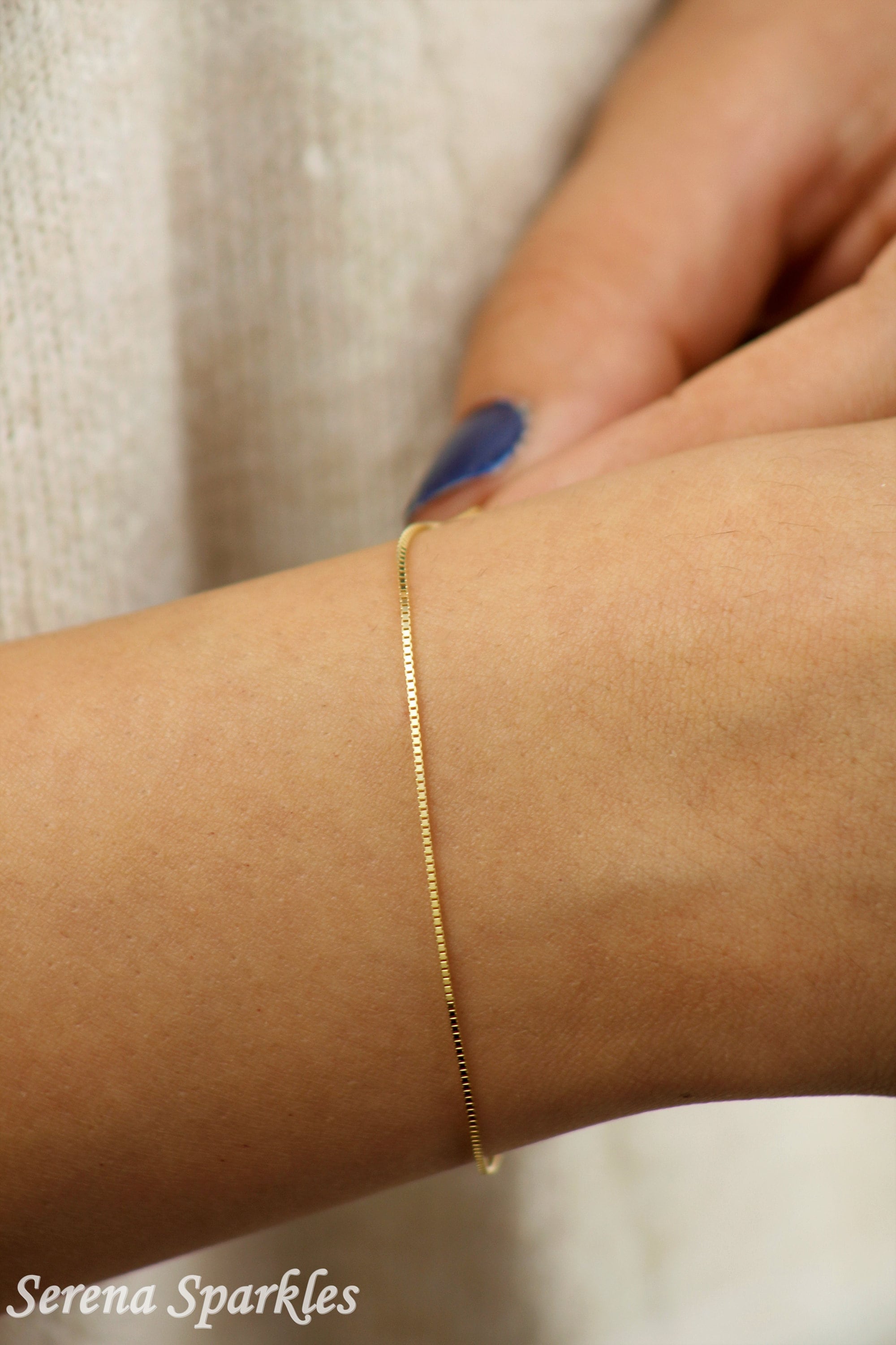 10K Solid Gold Box Chain Bracelet, Box Gold Chain Bracelet, Dainty Gold Bracelet, Layering Gold Bracelet, Stackable Gold Bracelet for Women