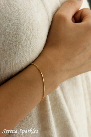 10K Solid Gold Box Chain Bracelet, Box Gold Chain Bracelet, Dainty Gold Bracelet, Layering Gold Bracelet, Stackable Gold Bracelet for Women