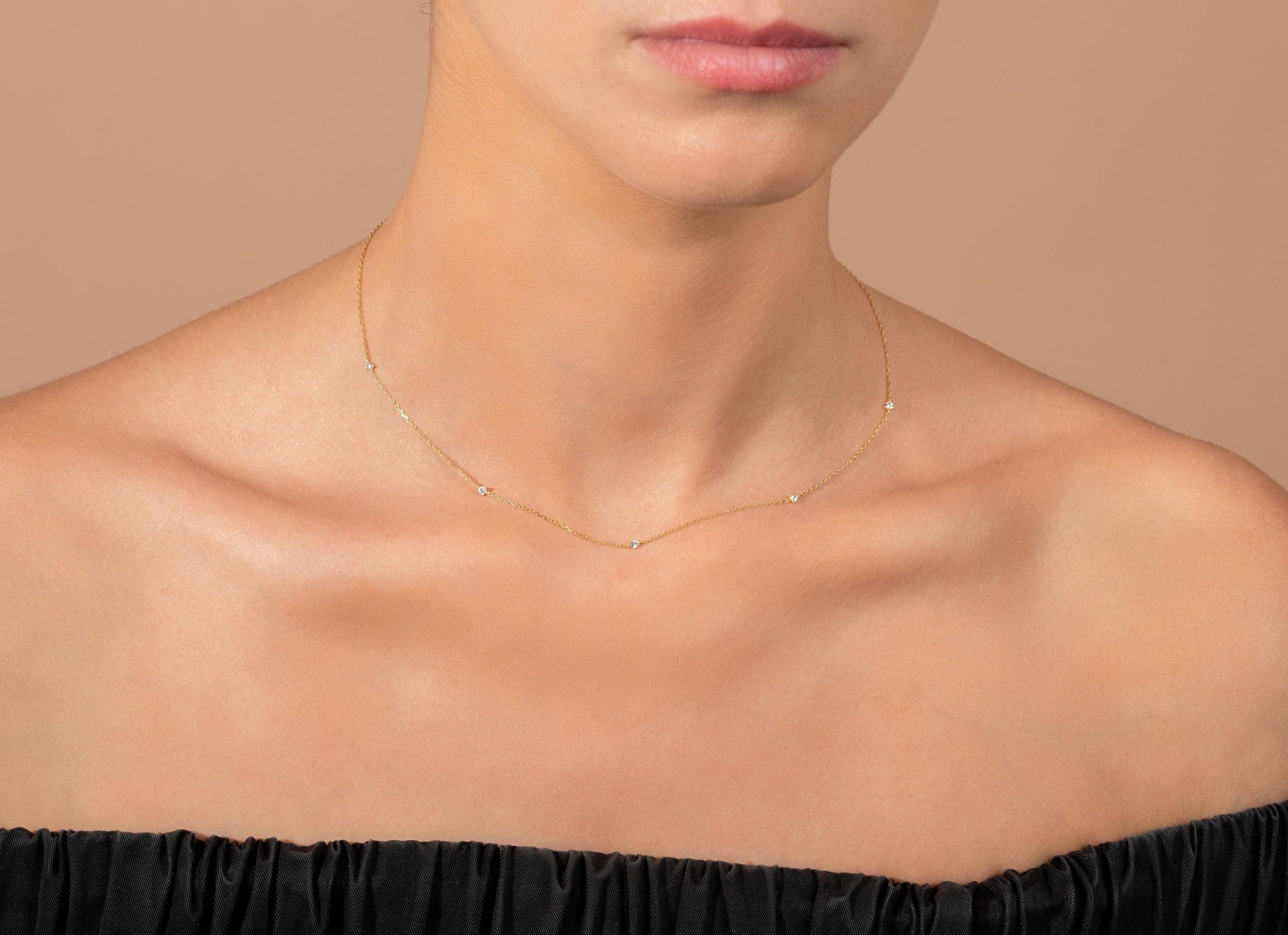 Dainty 14K Gold Diamond Solitaire Necklace – Minimalist Fine Jewelry for Women.