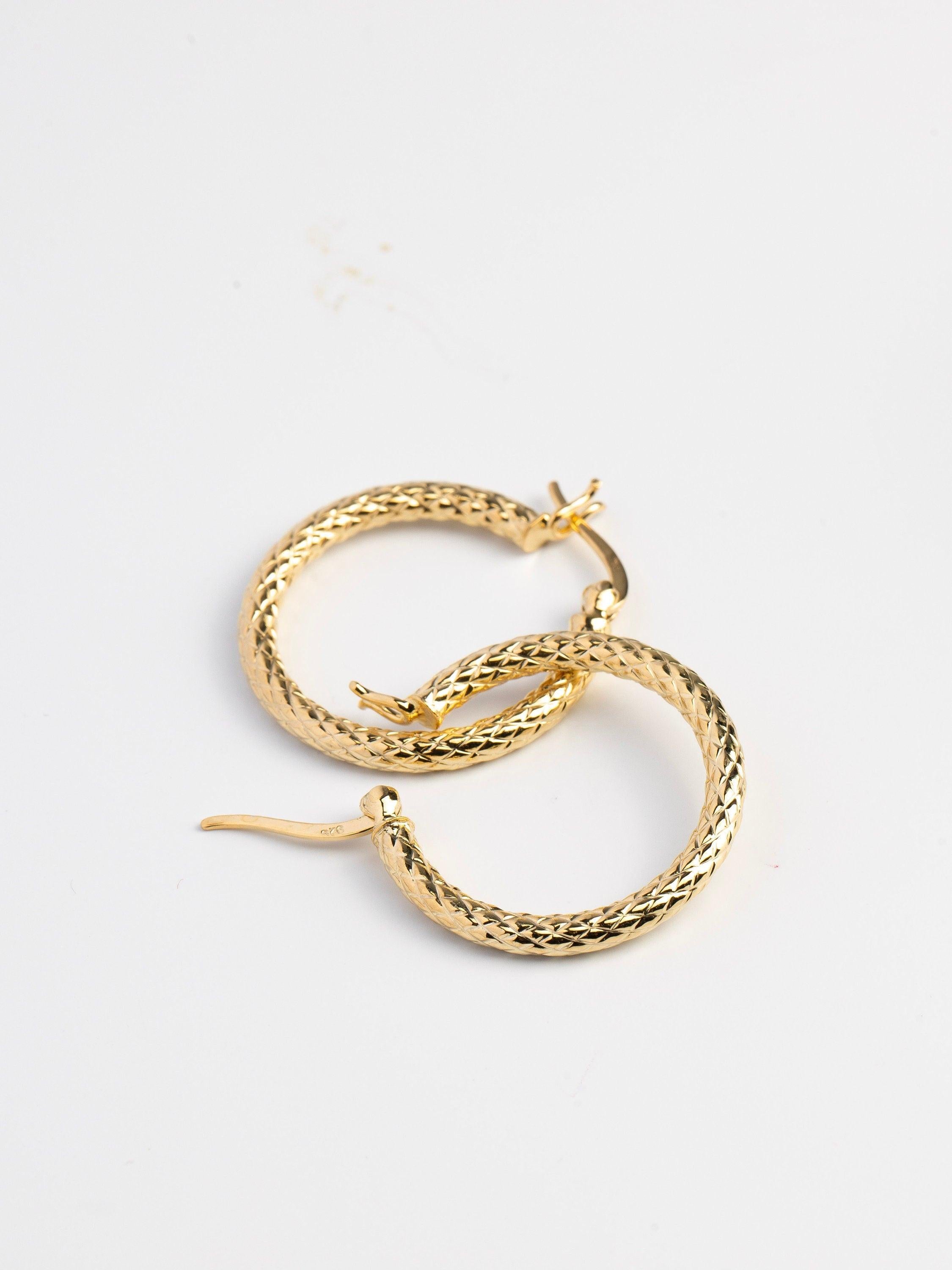 Elevate Your Style with Textured Chunky Gold Hoop Earrings - Perfect Gift in 14K Gold or Sterling Silver.