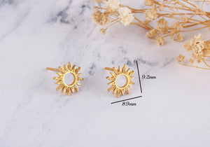 Dainty 14K Solid Gold Sun Stud Earrings - Perfect Celestial Gift for Her.
