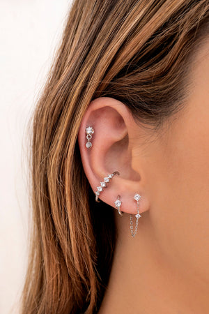 Dainty & Minimalist 4 Prongs CZ Ear Lobe Cuff Earrings