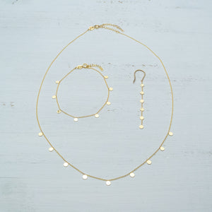 Solid Gold Disc Bracelet, Minimalist Coin Jewelry, Dainty Layering Bracelet / B07