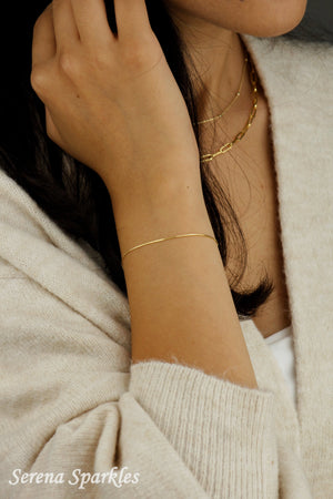 10K Solid Gold Box Chain Bracelet, Box Gold Chain Bracelet, Dainty Gold Bracelet, Layering Gold Bracelet, Stackable Gold Bracelet for Women