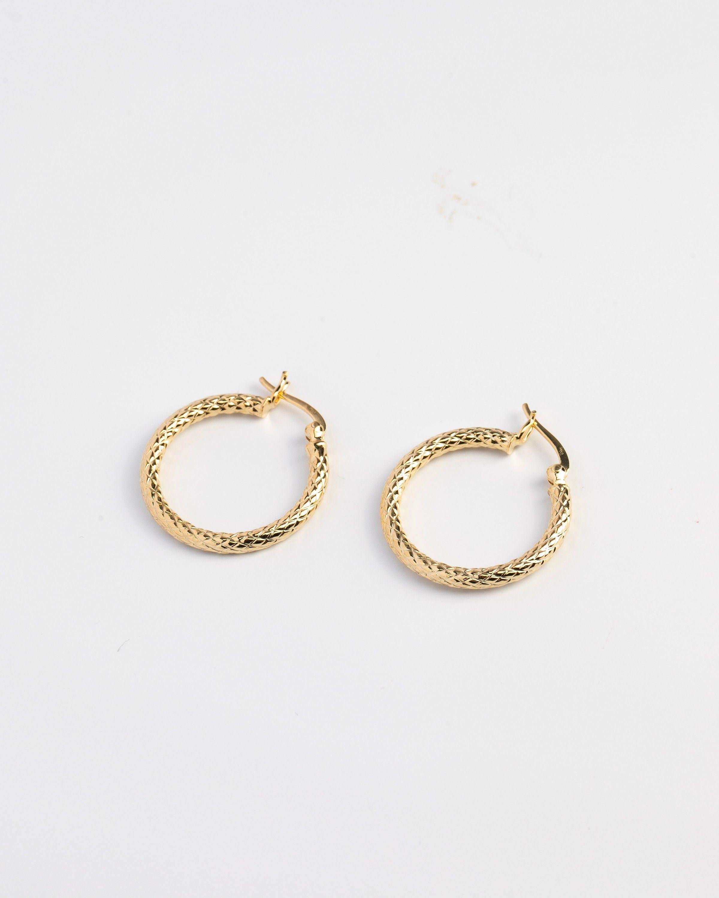 Elevate Your Style with Textured Chunky Gold Hoop Earrings - Perfect Gift in 14K Gold or Sterling Silver.