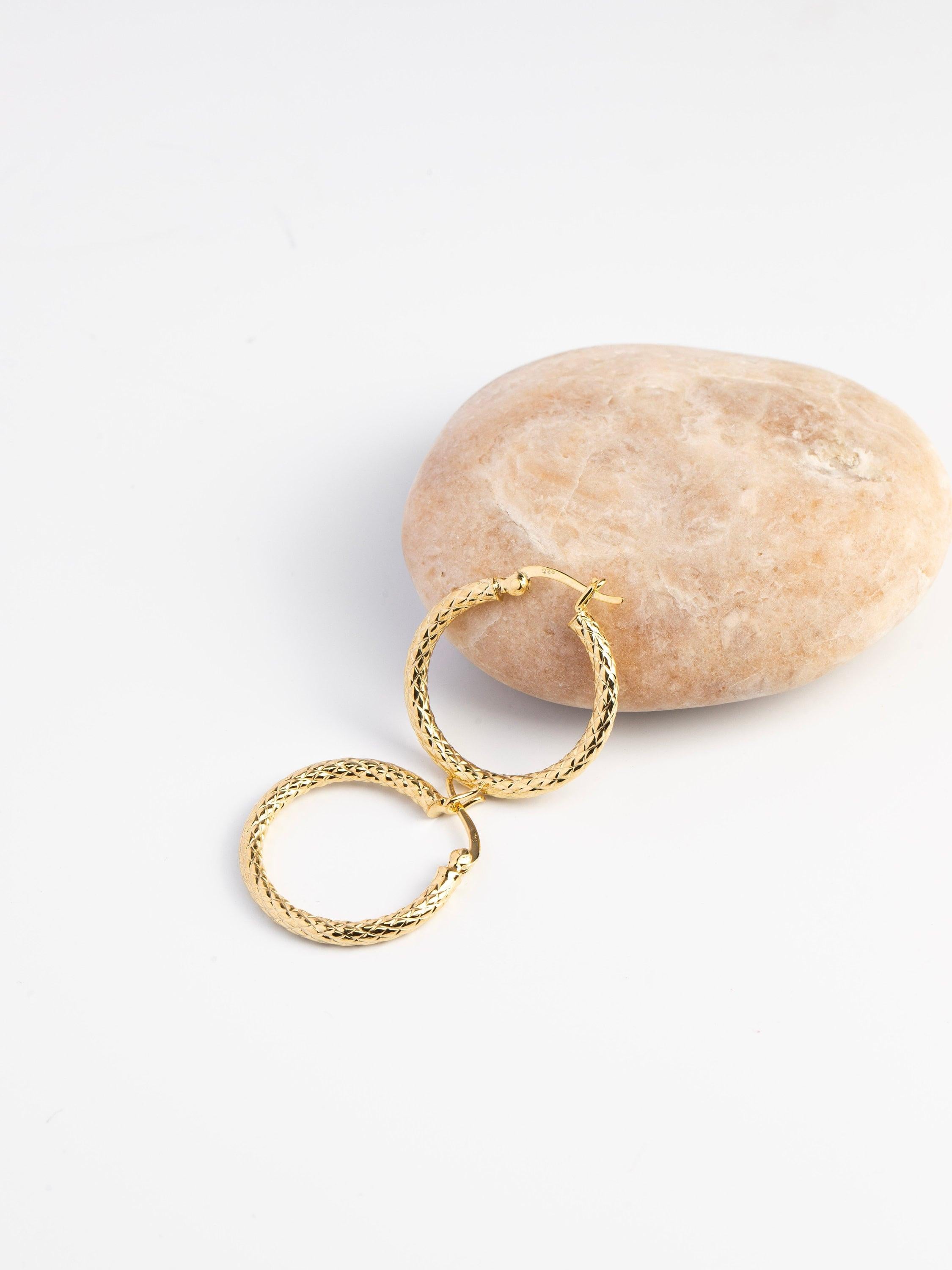 Elevate Your Style with Textured Chunky Gold Hoop Earrings - Perfect Gift in 14K Gold or Sterling Silver.