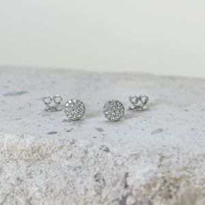 14K Solid Gold round Pave Diamond Studs