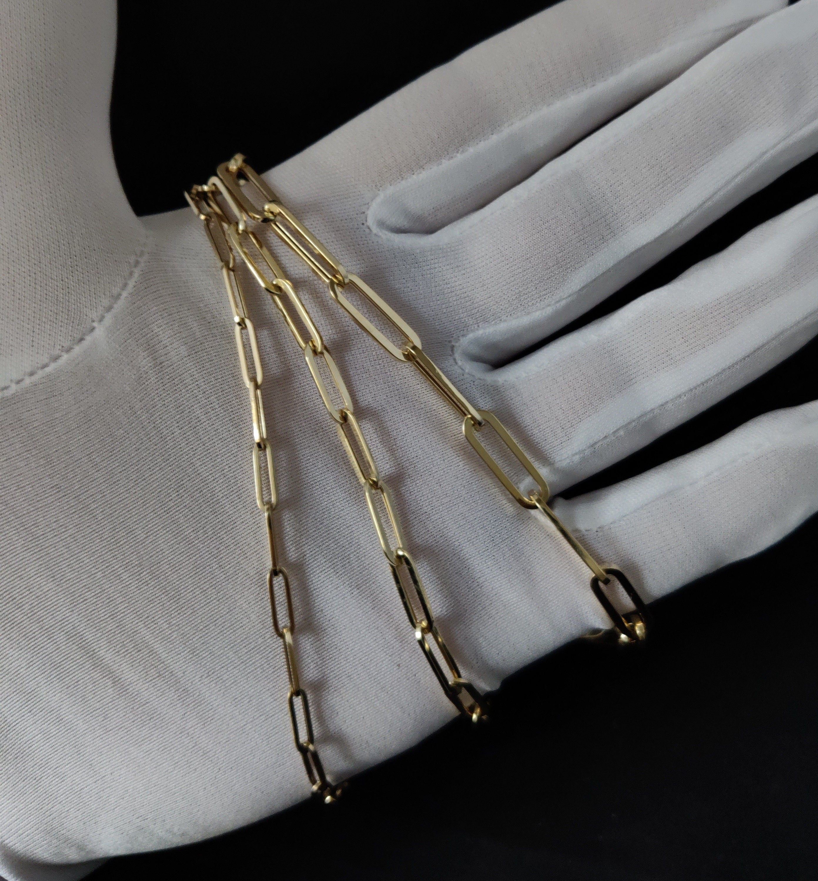 14K Yellow Gold Fancy Paperclip Chain, 14K Gold Paperclip Bracelet, 14K Real Gold Paperclips Necklace, 14K Gold 1.8Mm-5.8Mm Women Chain