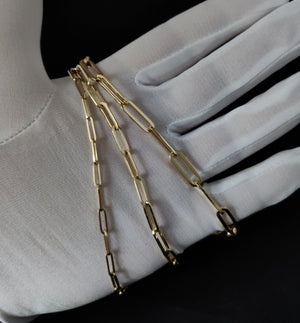 14K Yellow Gold Fancy Paperclip Chain, 14K Gold Paperclip Bracelet, 14K Real Gold Paperclips Necklace, 14K Gold 1.8Mm-5.8Mm Women Chain