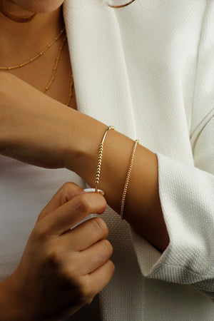 Dainty 14K Gold Filled Beaded Bracelet - Tarnish Resistant Thin Stacking Jewelry.
